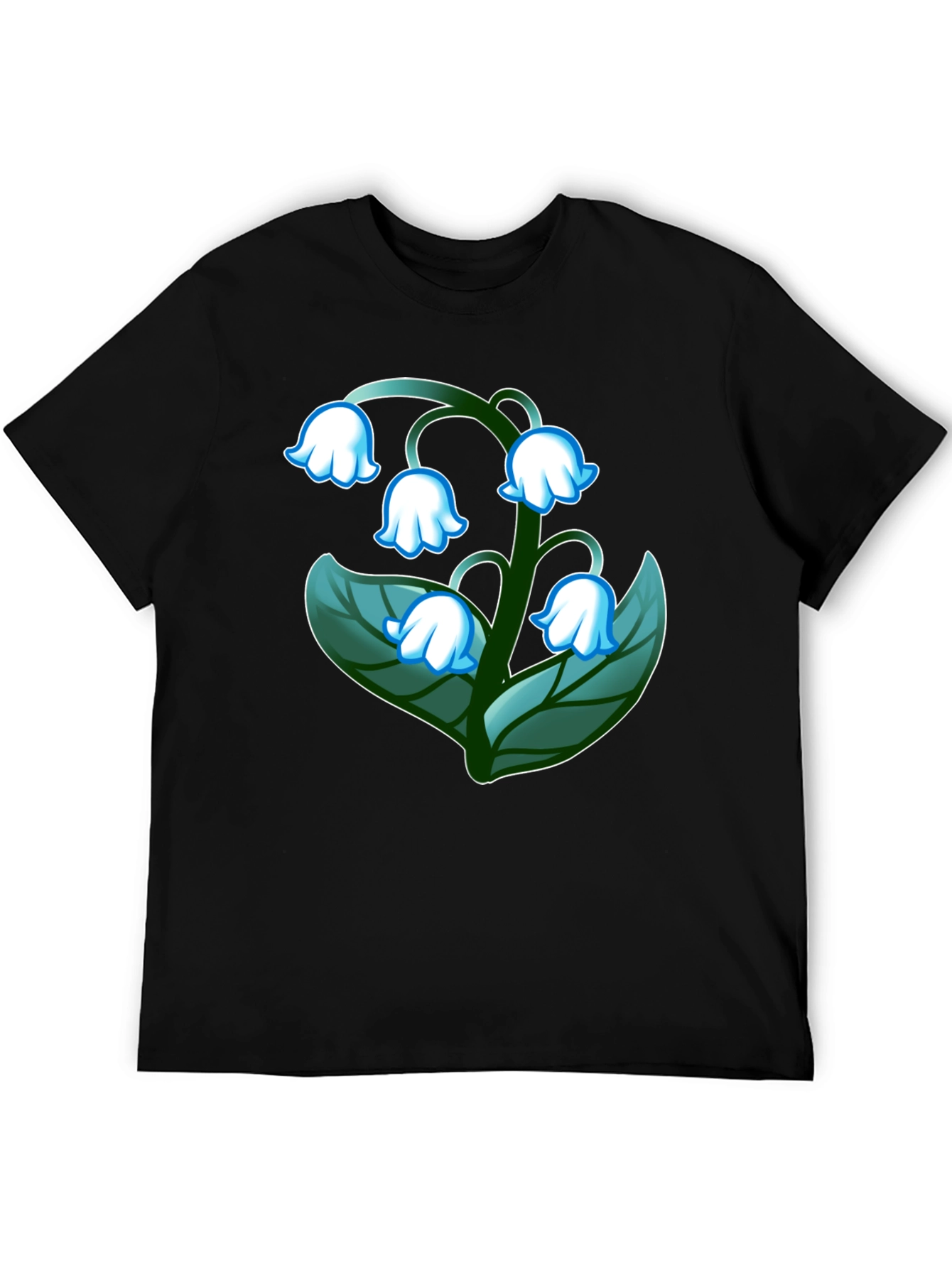 Black Lily of the Valley Graphic Tee - Black Cotton Blend view 5