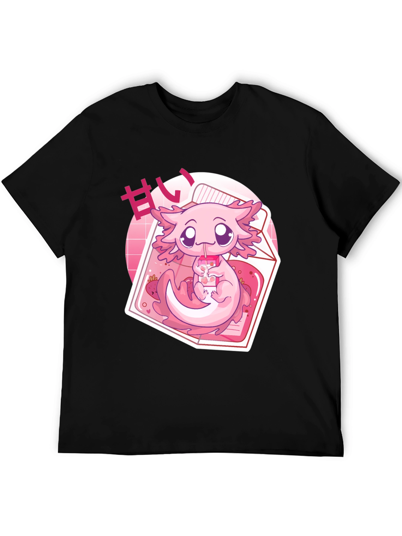 Black Cute Axolotl Kawaii T-Shirt view 5