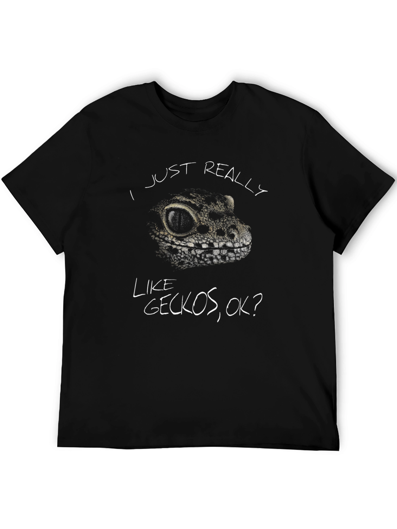 Black I Just Really Like Geckos, OK? T-Shirt view 5