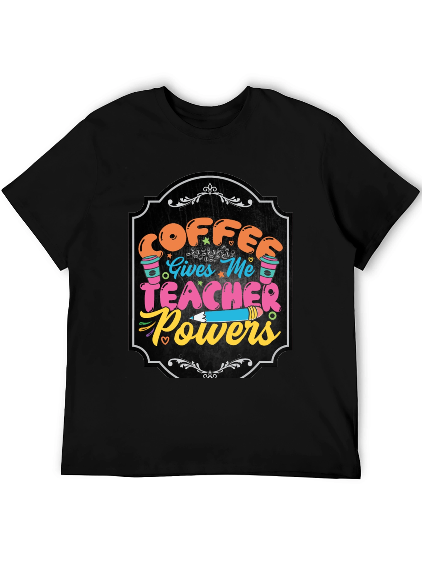 Black Coffee Gives Me Teacher Powers Graphic Tee view 5