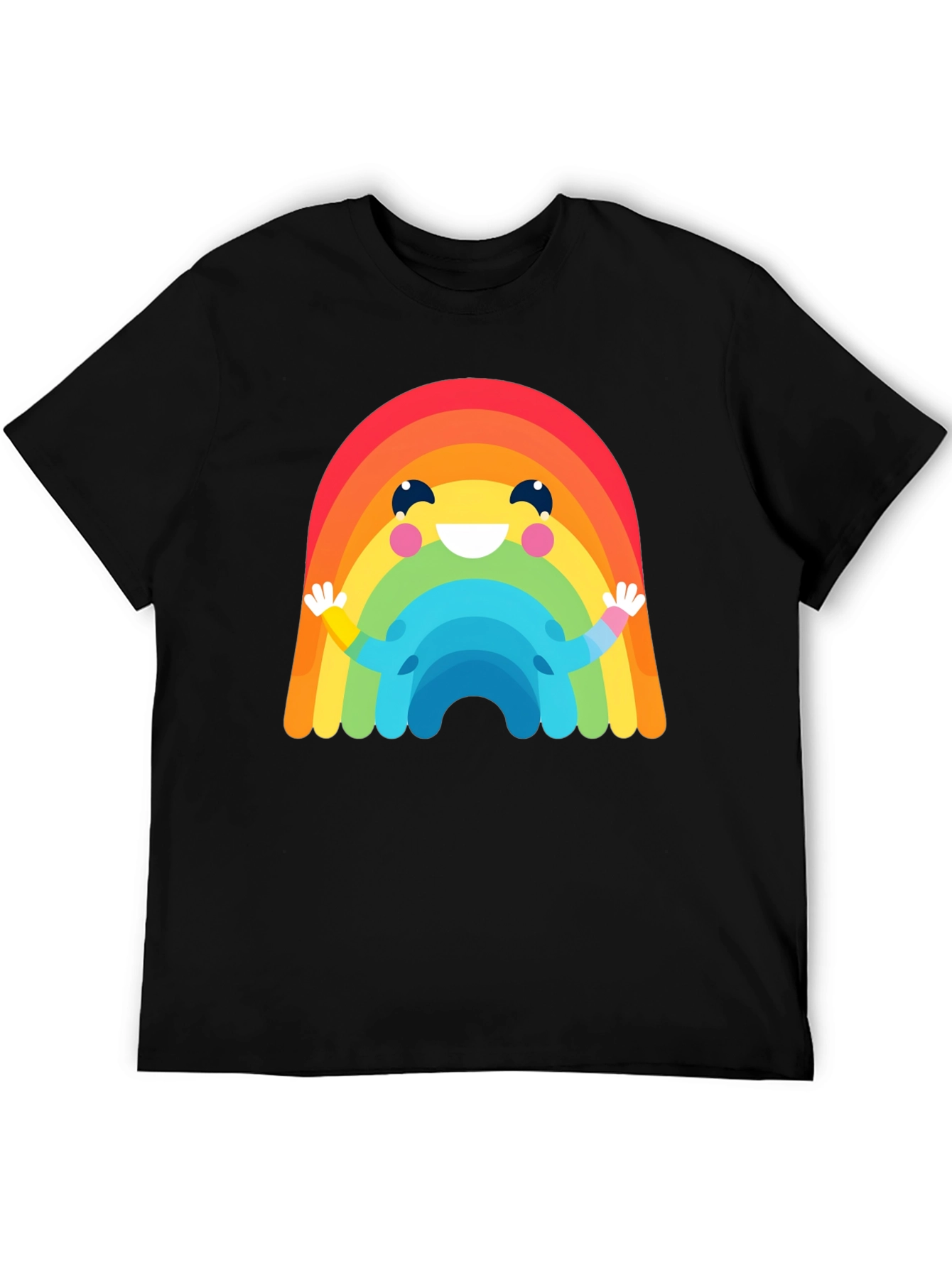 Black Rainbow Character Graphic Black T-Shirt view 5