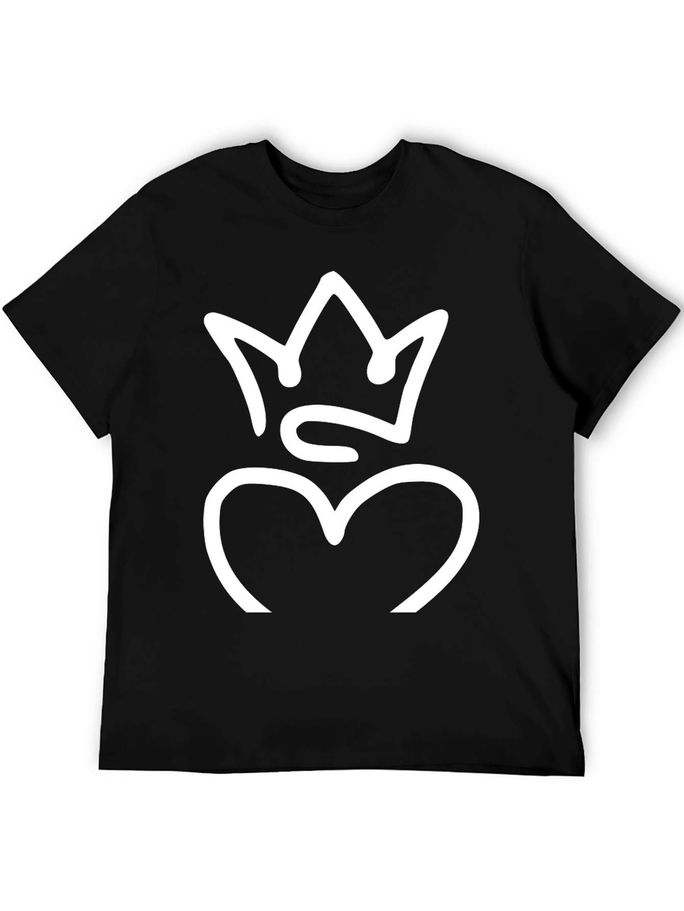 Black Crown Heart Graphic Tee - Black Cotton Blend view 5