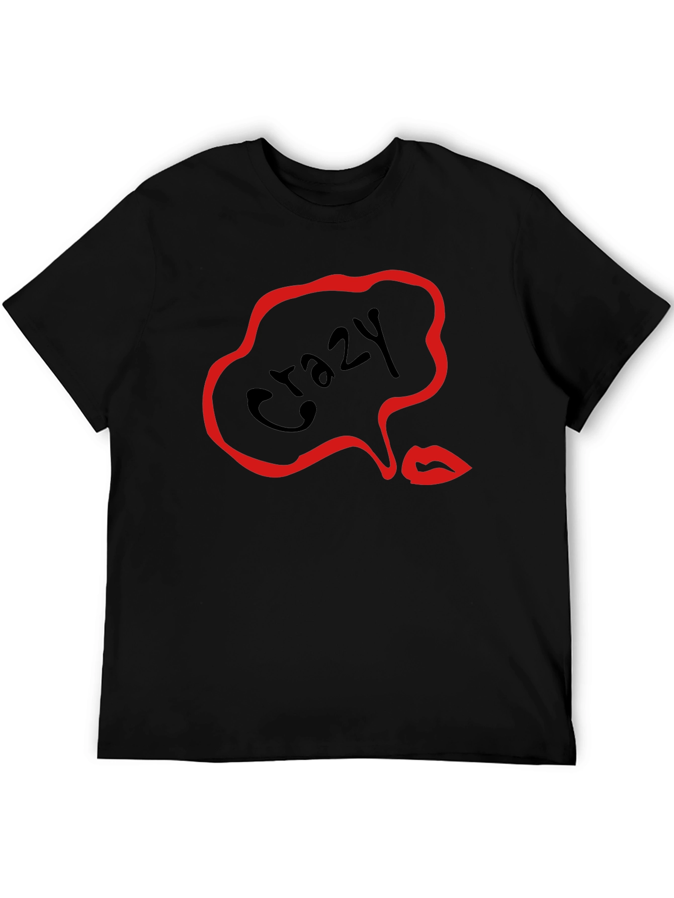 Black Crazy Lips Graphic Black T-Shirt view 5