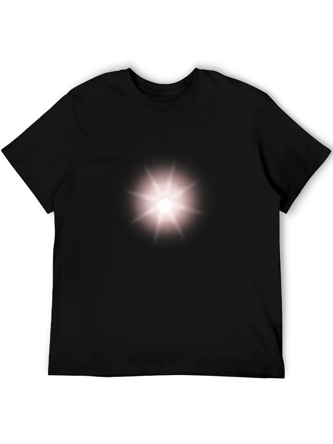 Black Mens Black T-Shirt with Radiant Star Design view 5