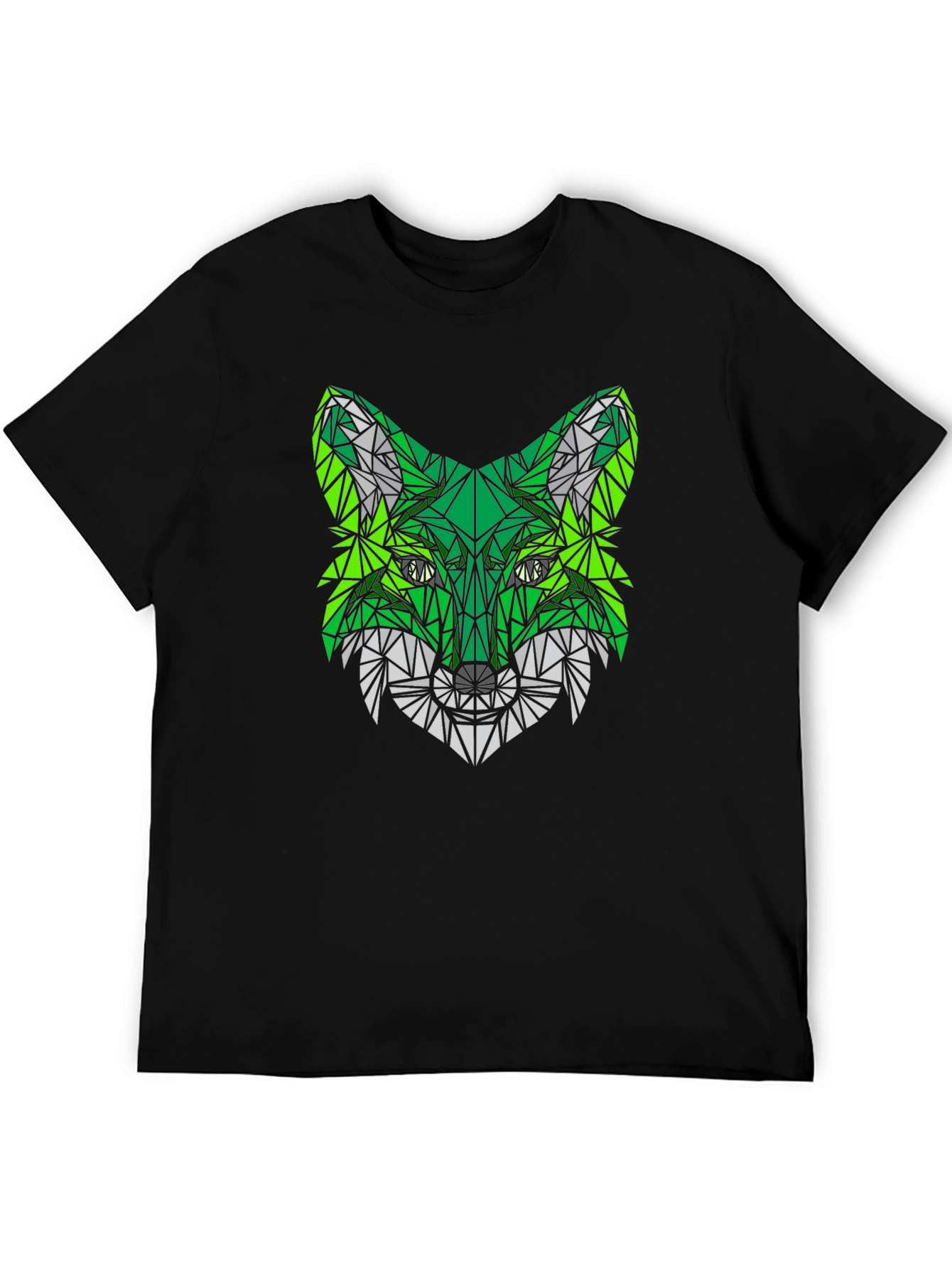 Black Geometric Fox Head Black T-Shirt view 5