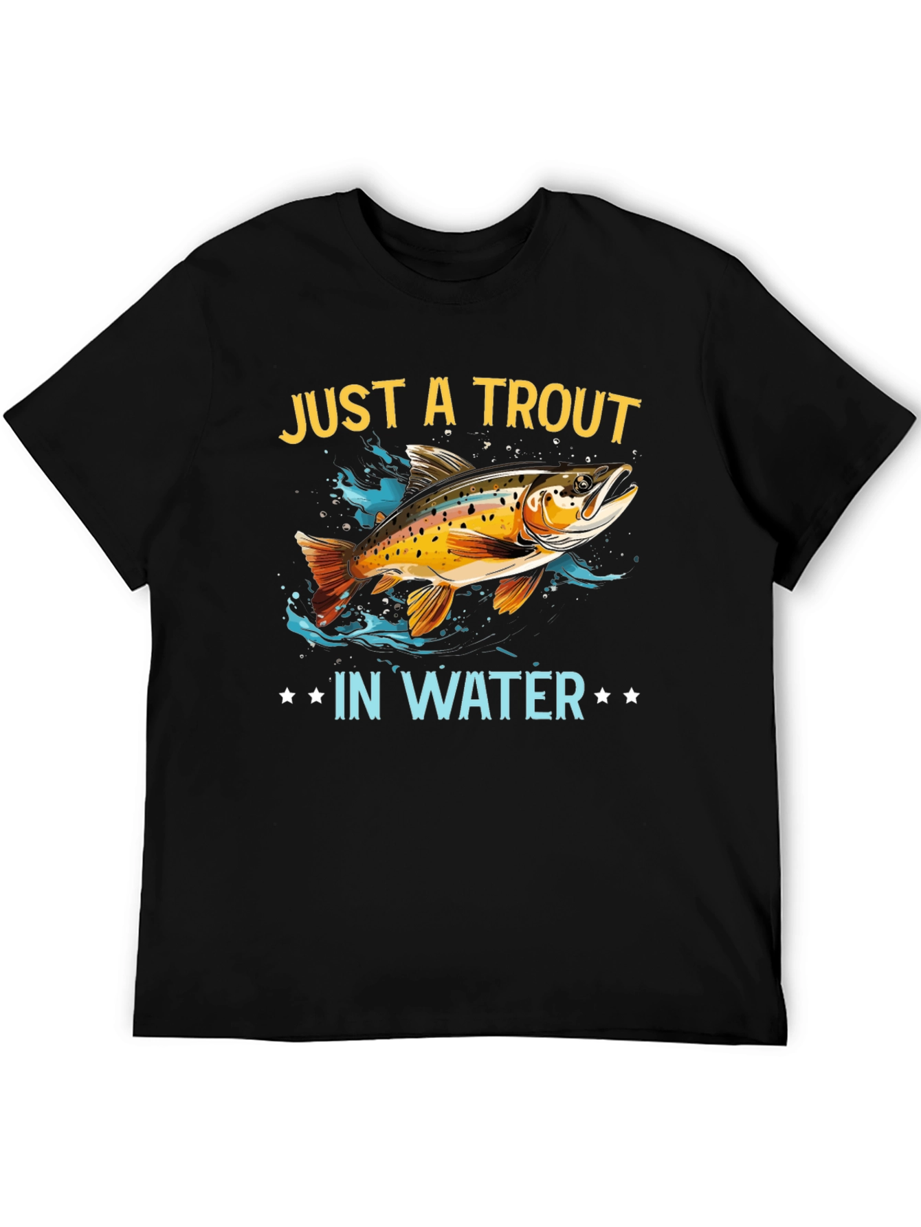 Black Just a Trout in Water Graphic T-Shirt view 5