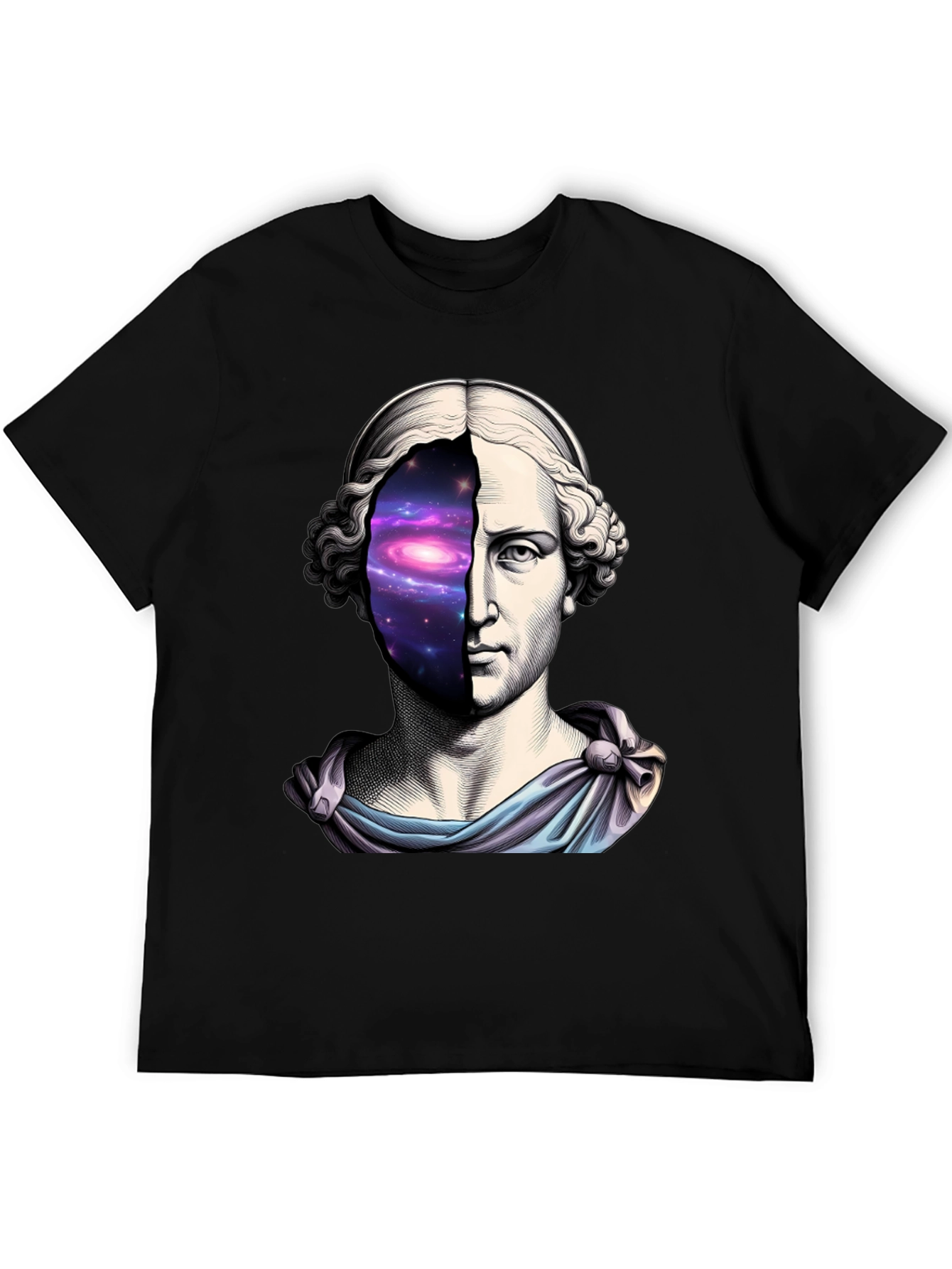 Black Galaxy Bust T-Shirt - Cosmic Artistic Tee view 5