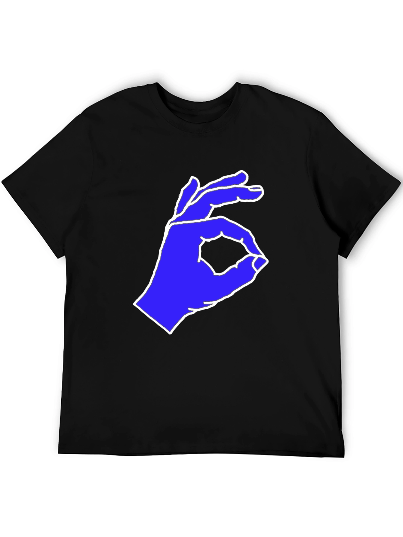 Black Black T-Shirt with Blue Hand Gesture Graphic view 5