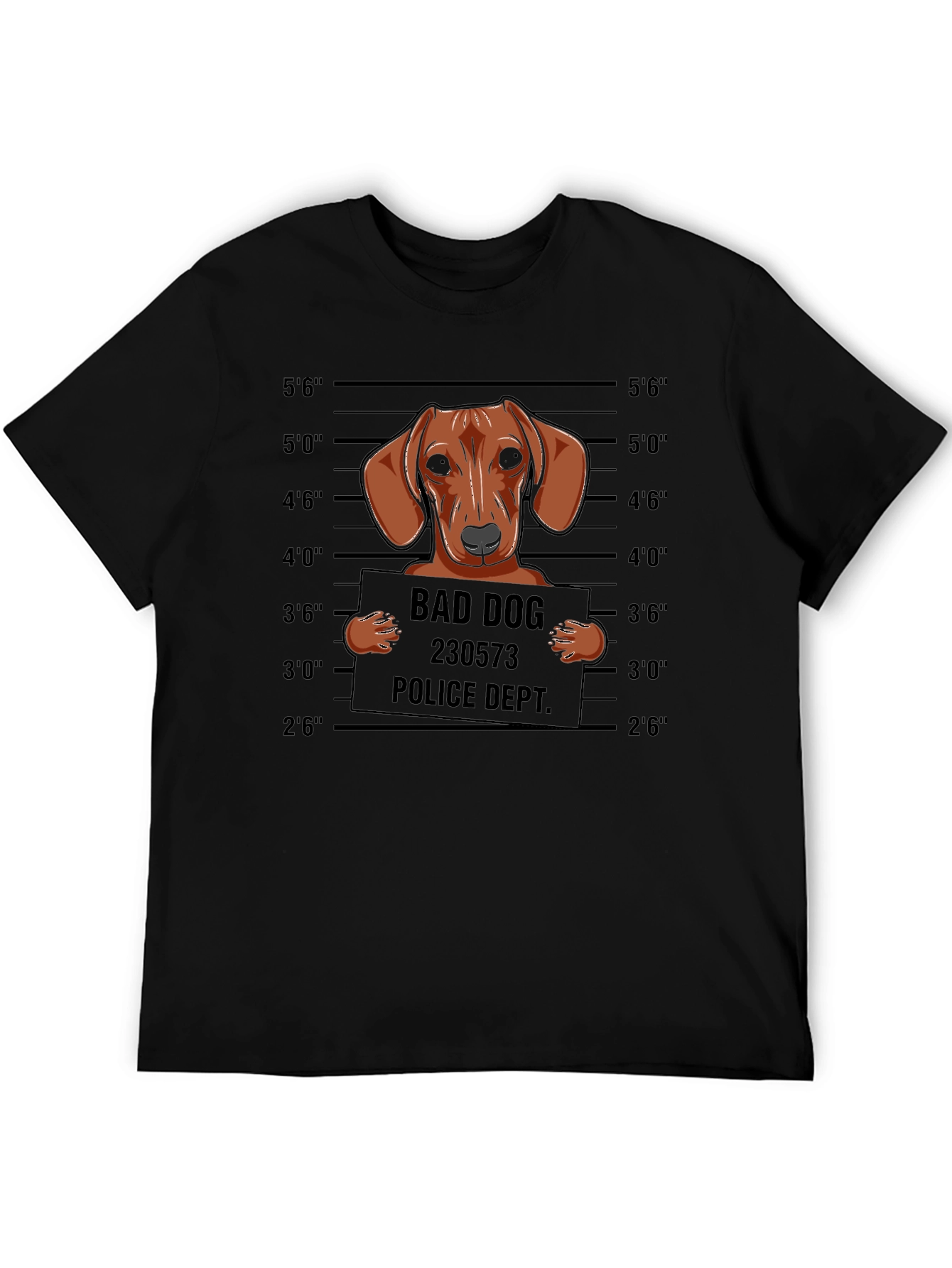 Black Bad Dog Mugshot T-Shirt Funny Canine Tee view 5