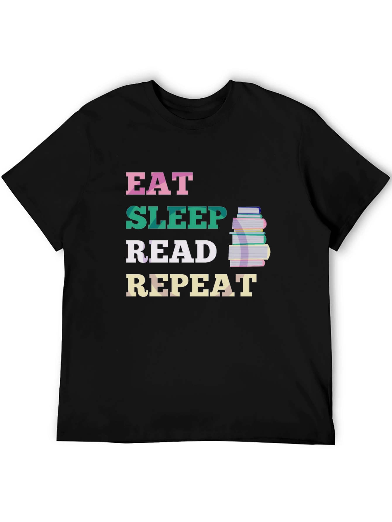 Black Eat Sleep Read Repeat T-Shirt - Book Lover Tee view 5