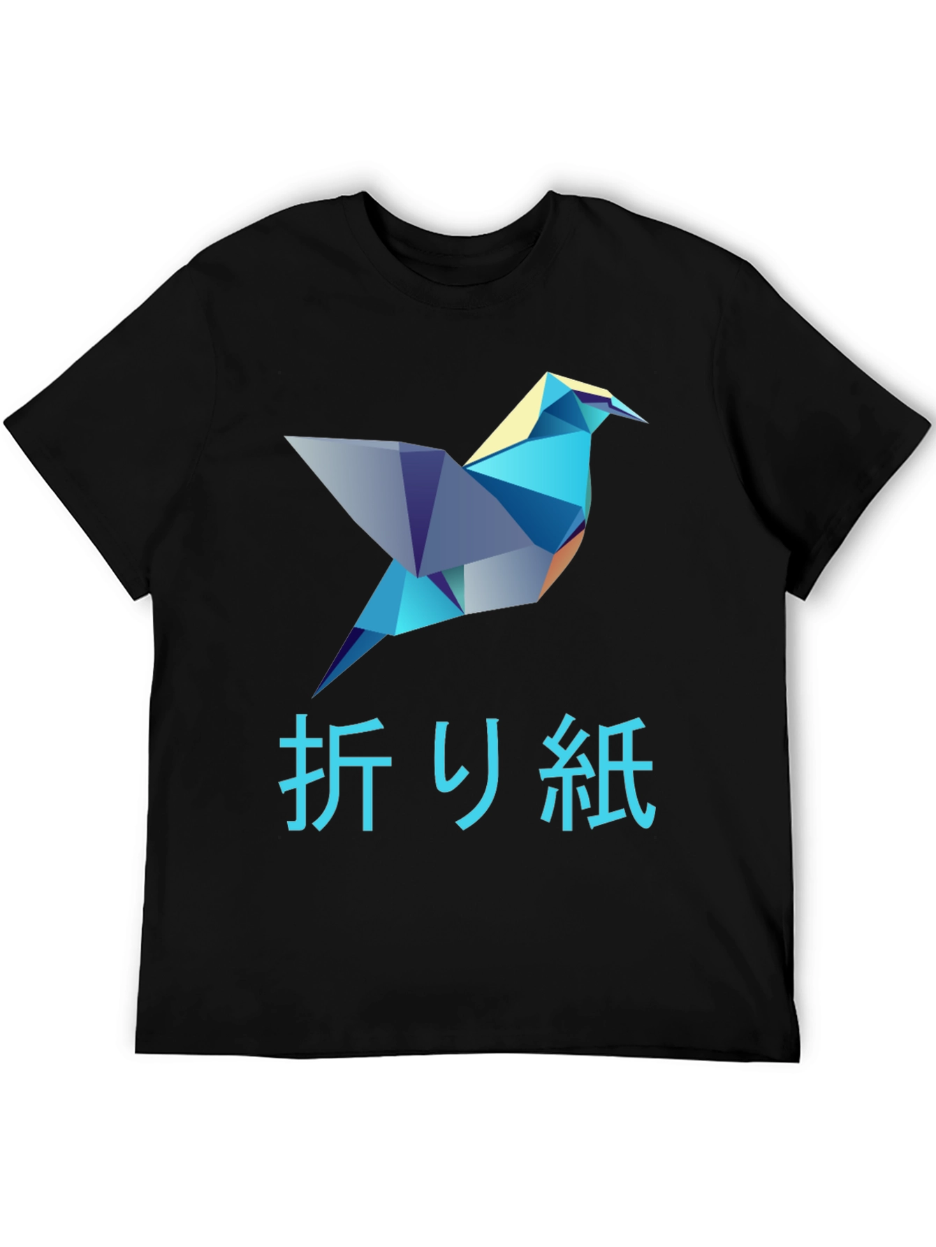 Black Origami Bird Graphic T-Shirt - Stylish Men's Tee view 5