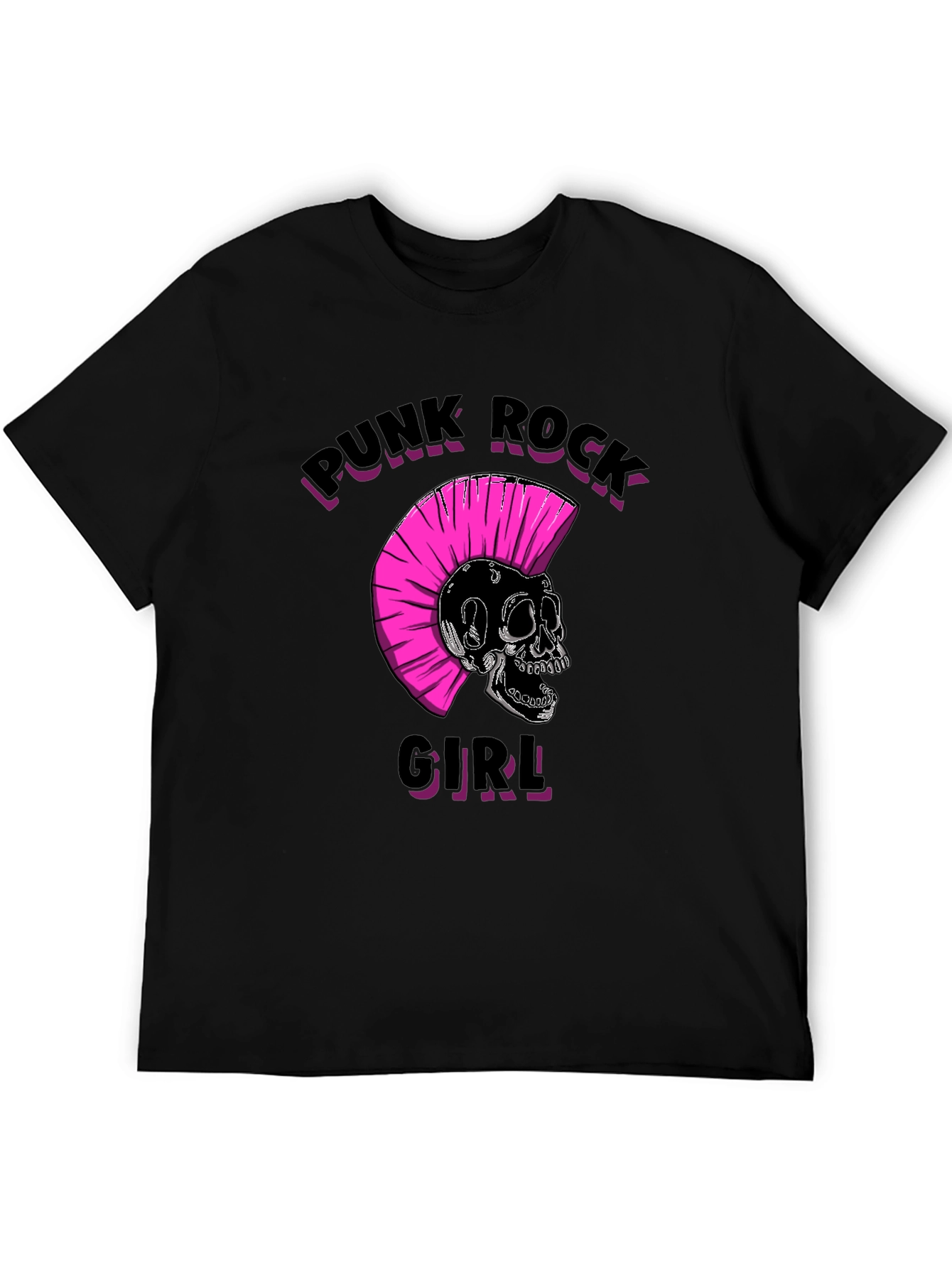 Punk Rock Girl Graphic Tee - Black Unisex T-Shirt - 5