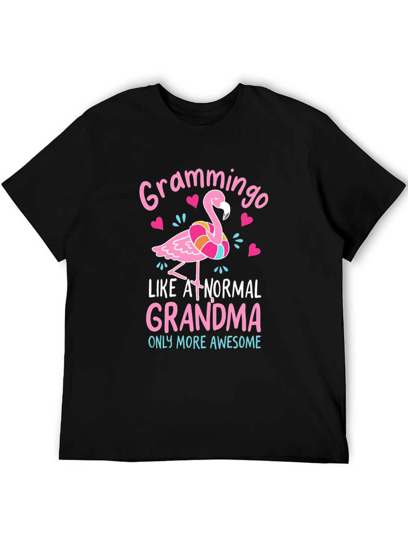 Black Grammingo Grandma T-Shirt - Awesome Pink Flamingo Tee view 5