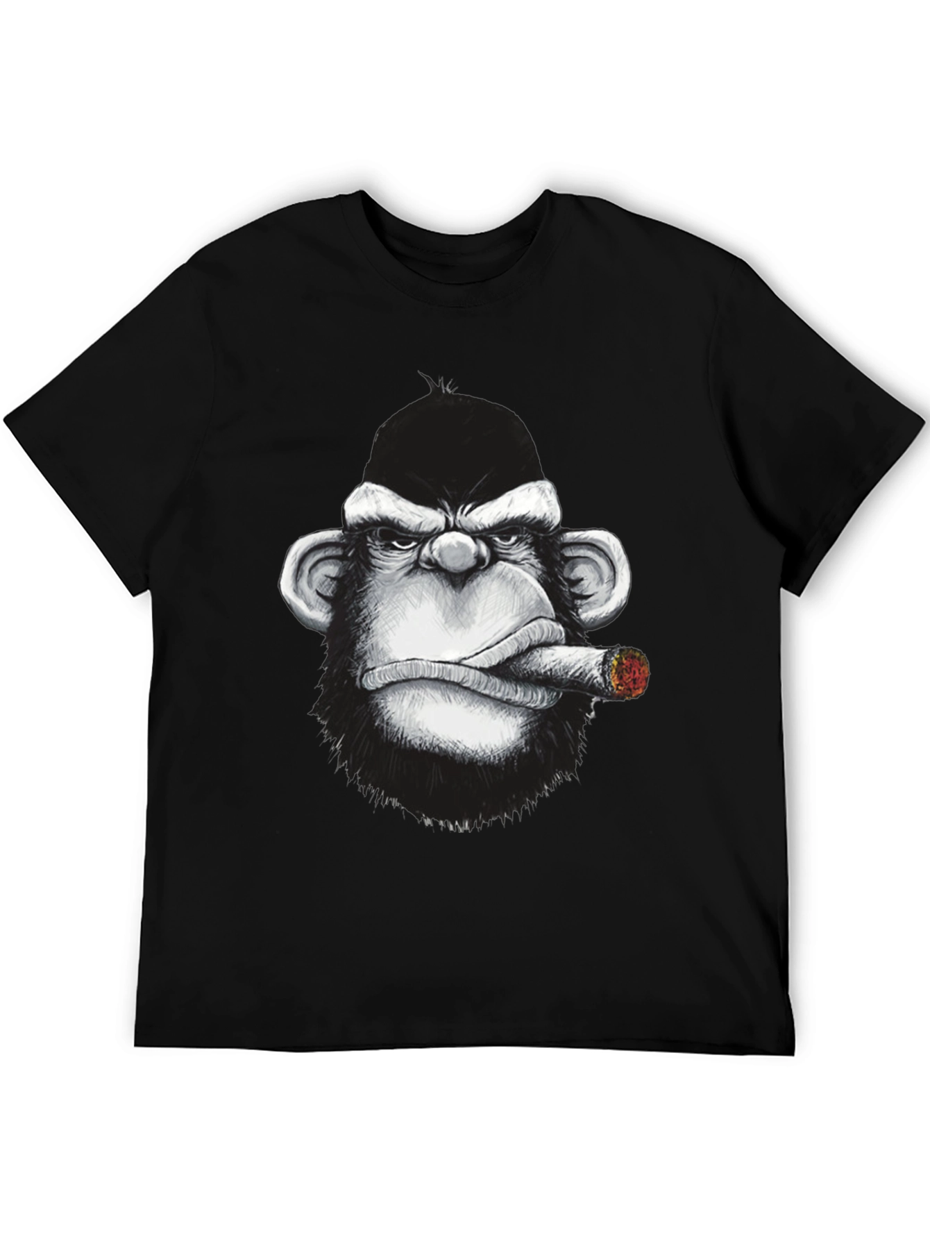 Black Cool Monkey Cigar Graphic Tee - Black Cotton view 5