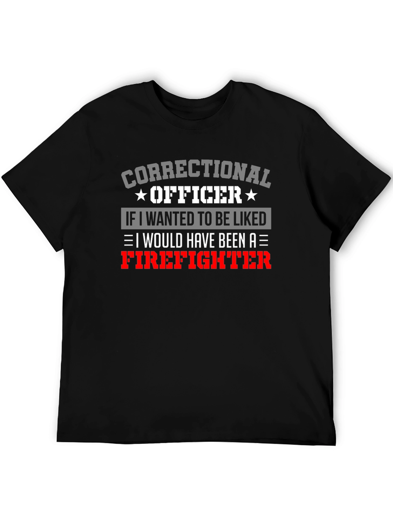 Black Correctional Officer Firefighter Graphic T-Shirt view 5