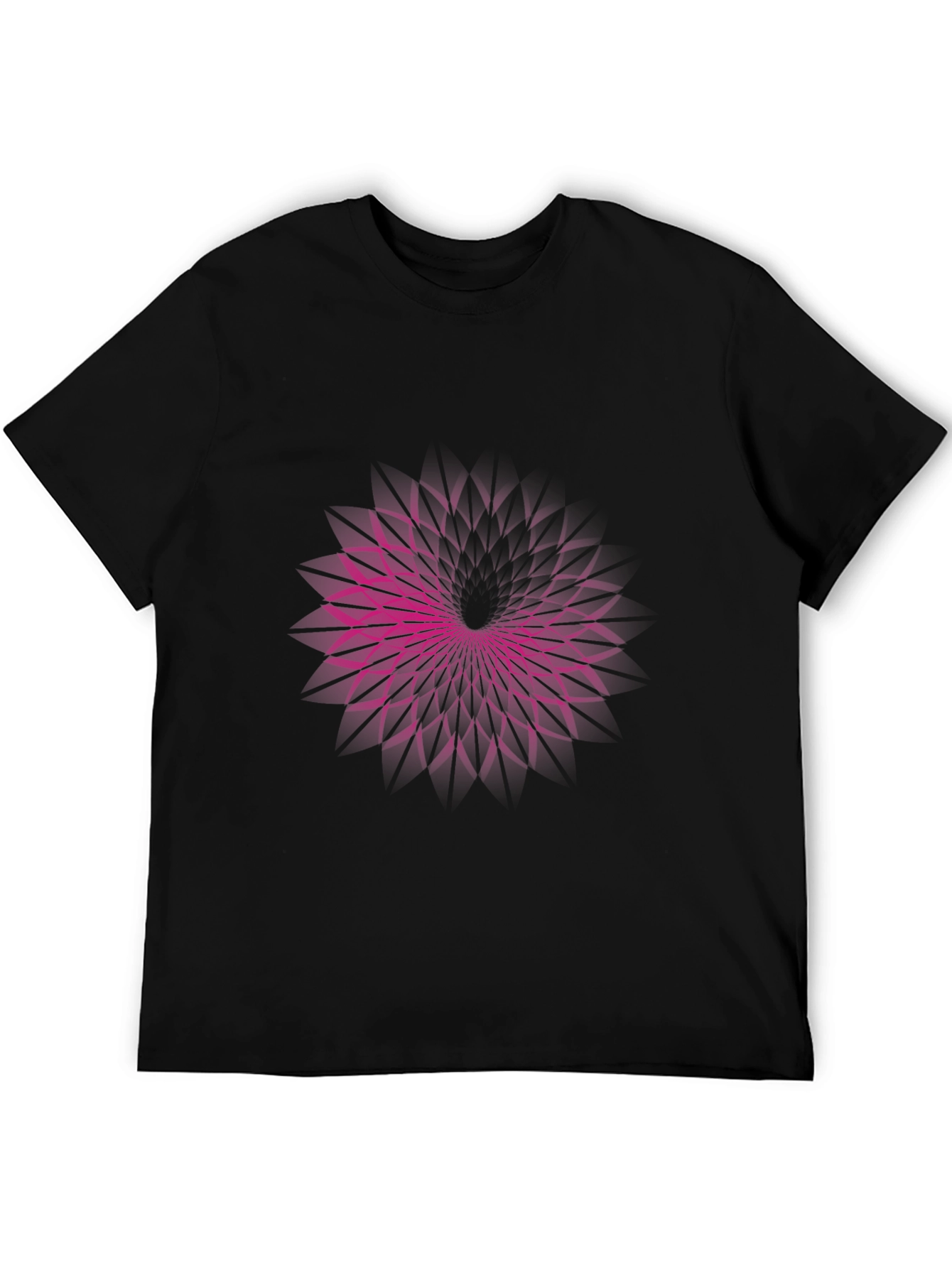 Black Geometric Purple Vortex Graphic Black T-Shirt view 5