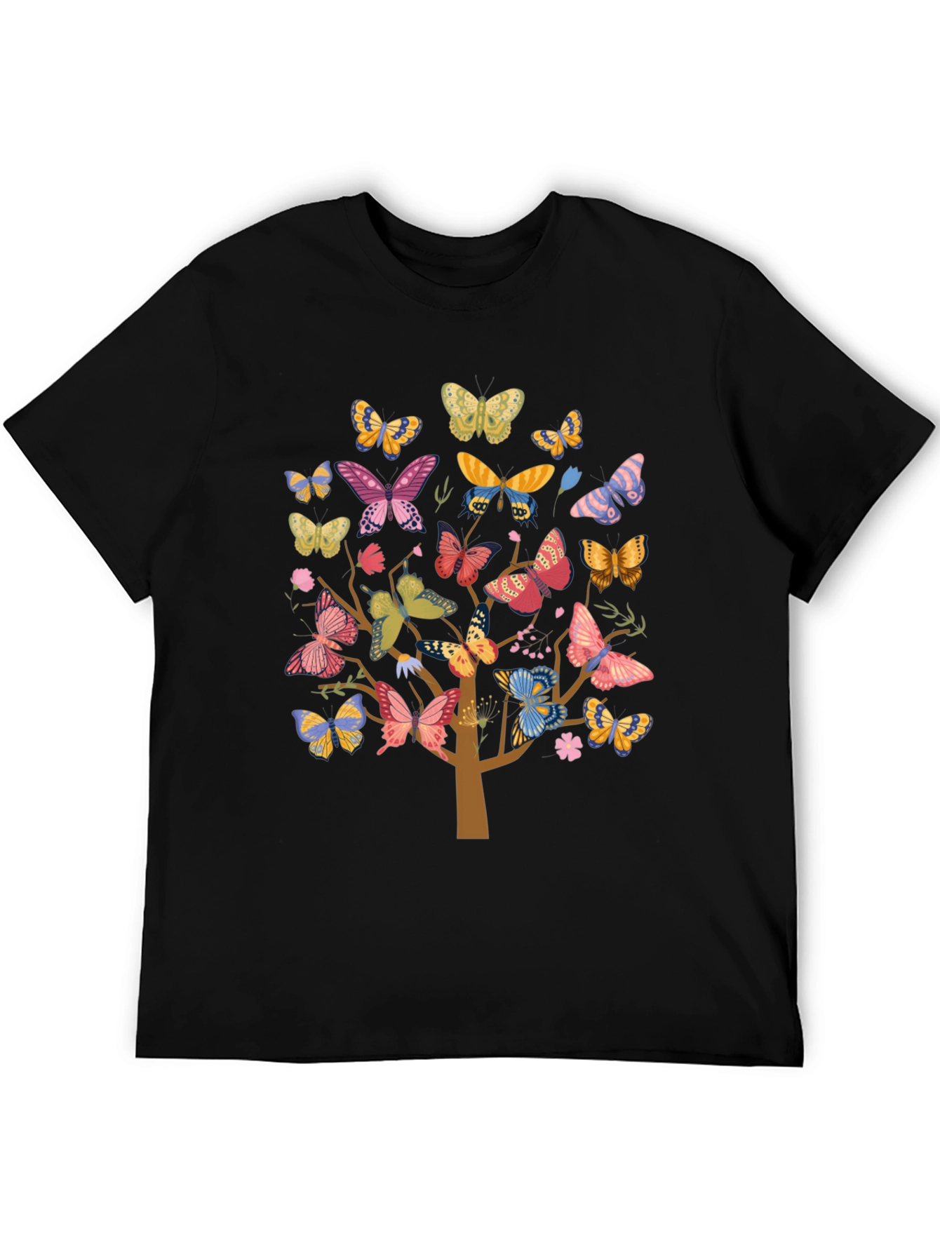 Black Butterfly Tree Graphic Tee - Trendy Unisex Shirt view 5