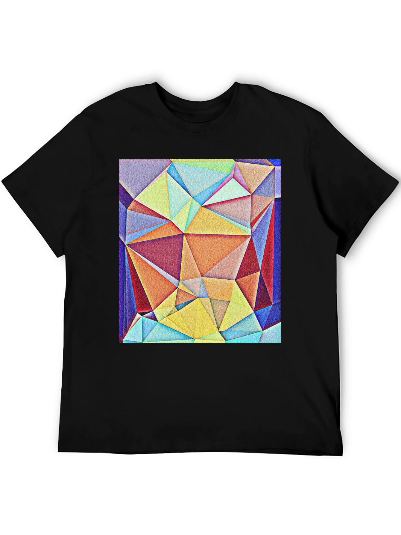 Black Geometric Triangle Art Tee - Modern Abstract Design view 5