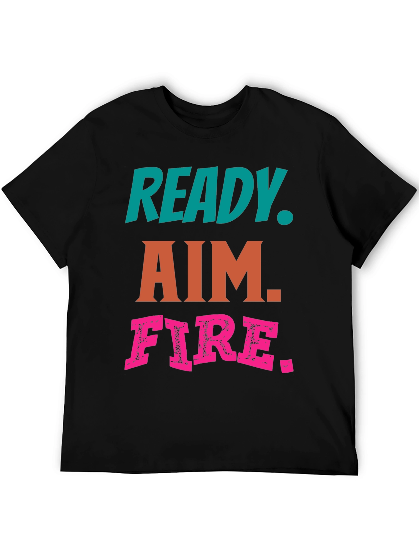 Black Ready Aim Fire Graphic Tee - Black Cotton T-Shirt view 5