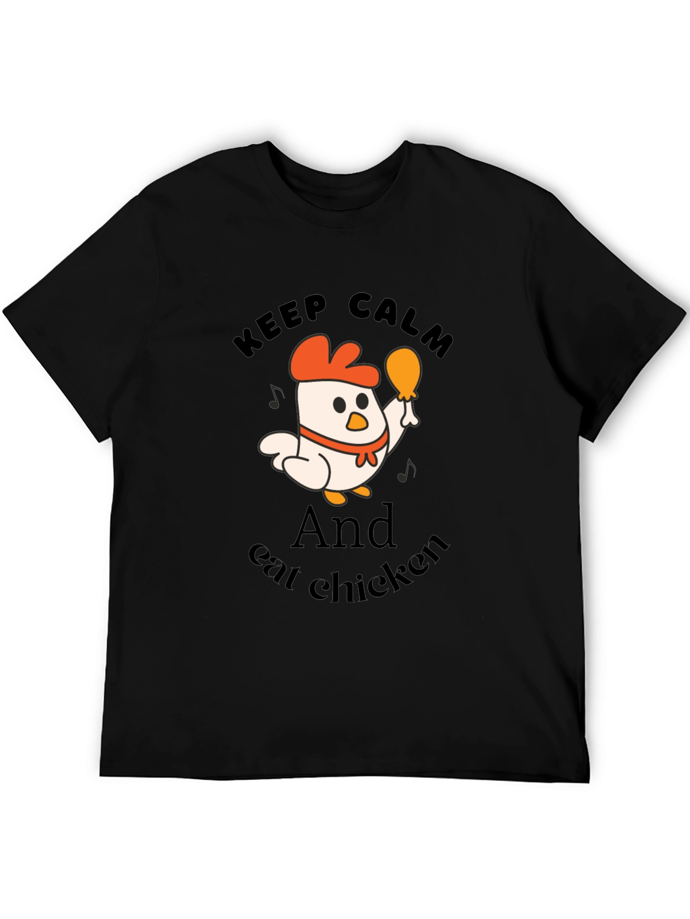 Black Keep Calm and Eat Chicken Black T-Shirt view 5