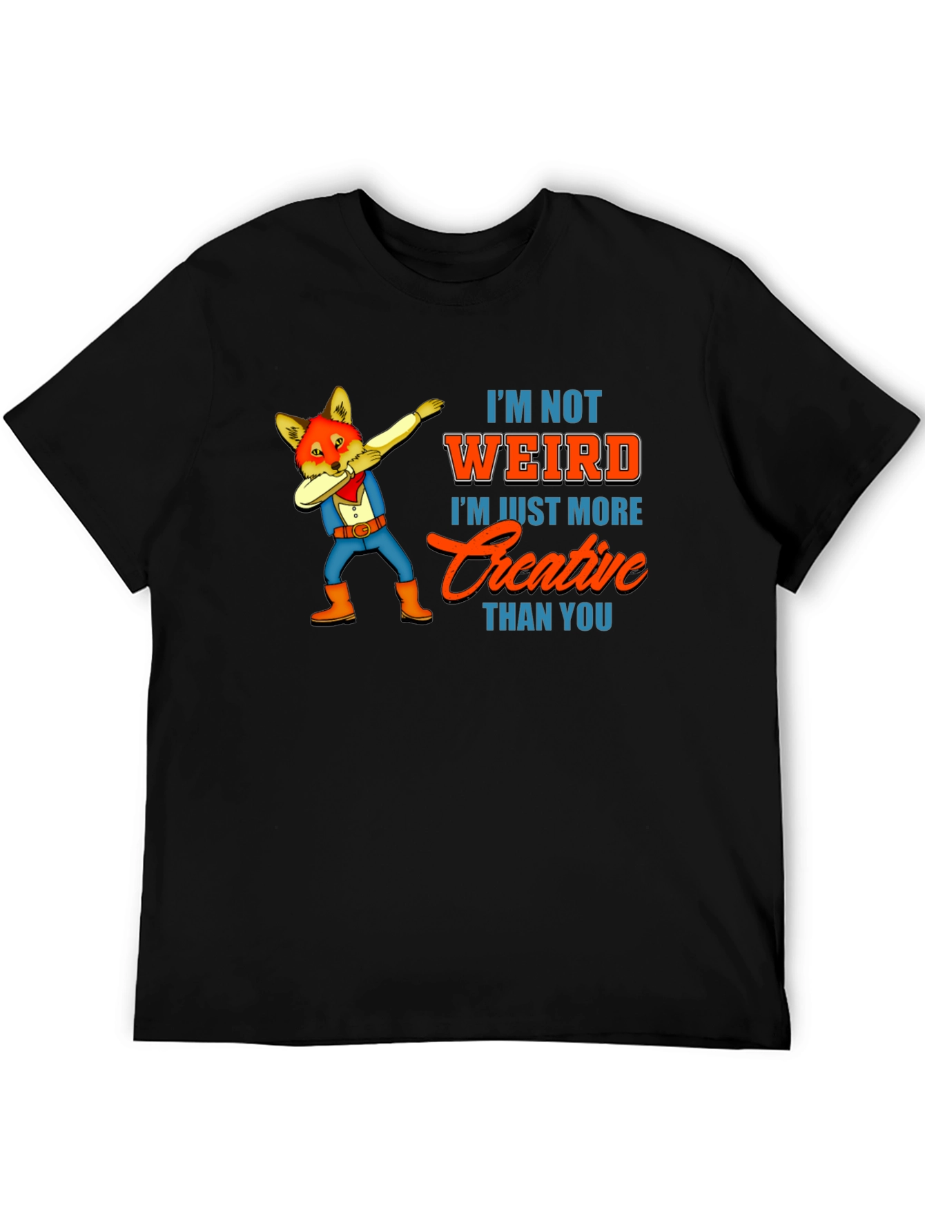 Black Creative Fox Dab T-Shirt - Unique Funny Tee view 5