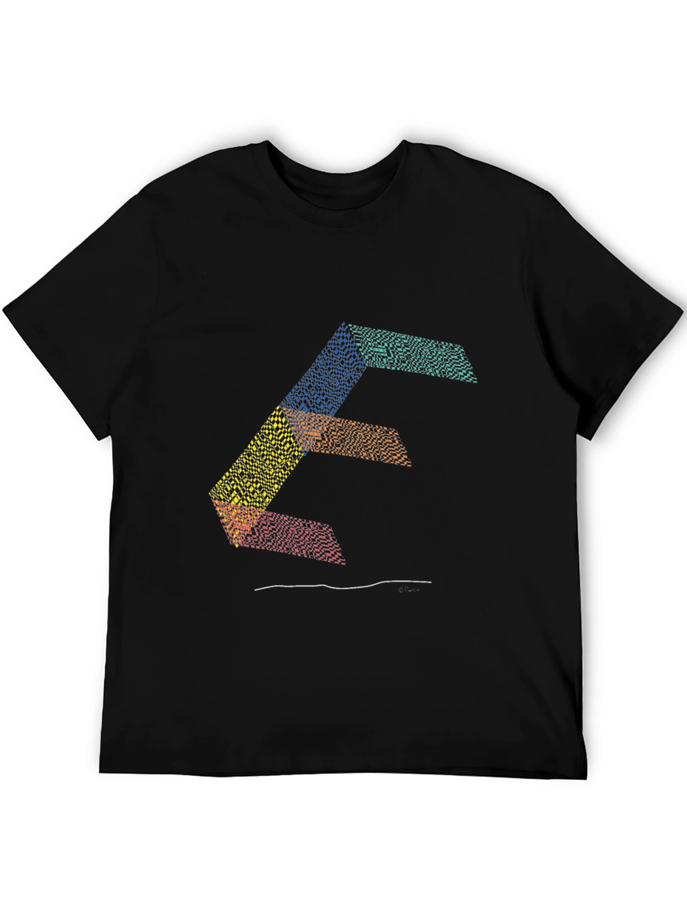 Black Abstract Letter Graphic Print Tee view 5