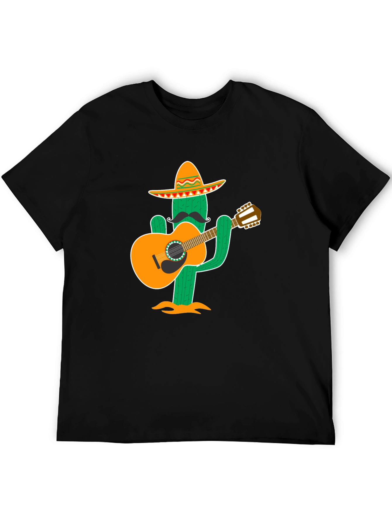 Black Cactus Musician T-Shirt - Cool Graphic Tee view 5