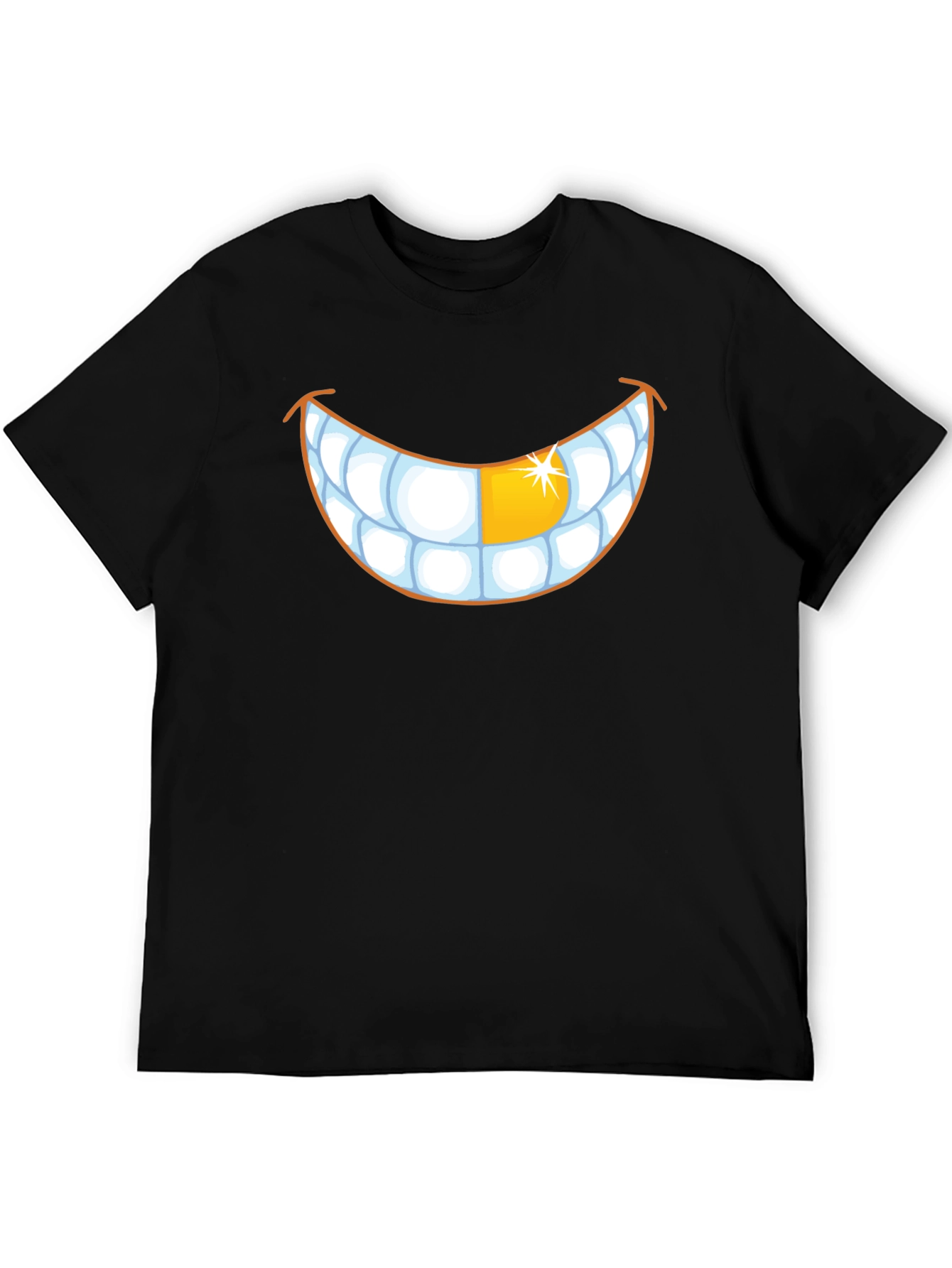 Black Grinning Teeth Graphic Tee - Gold Tooth view 5