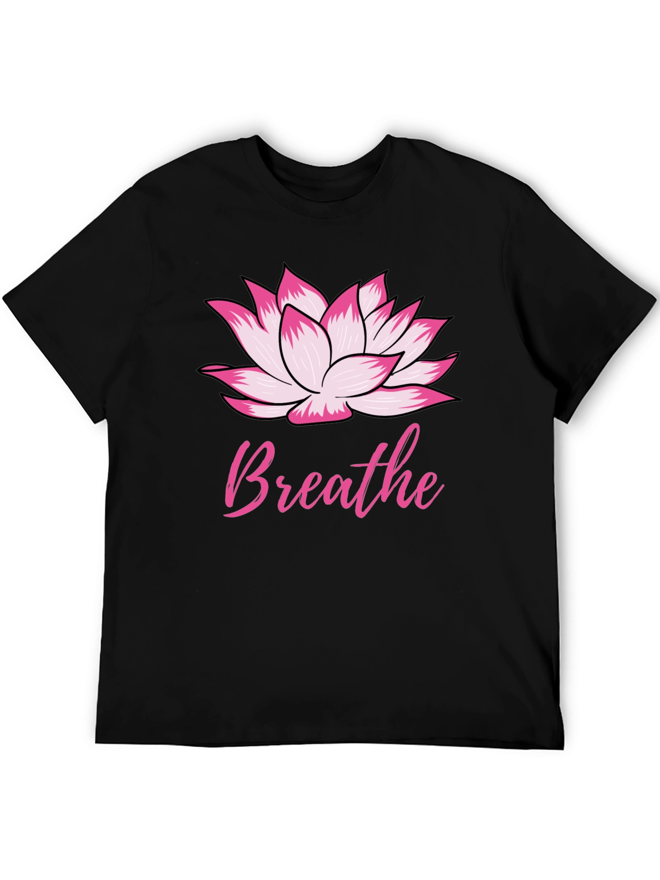 Black Breathe Lotus Flower Graphic Tee view 5