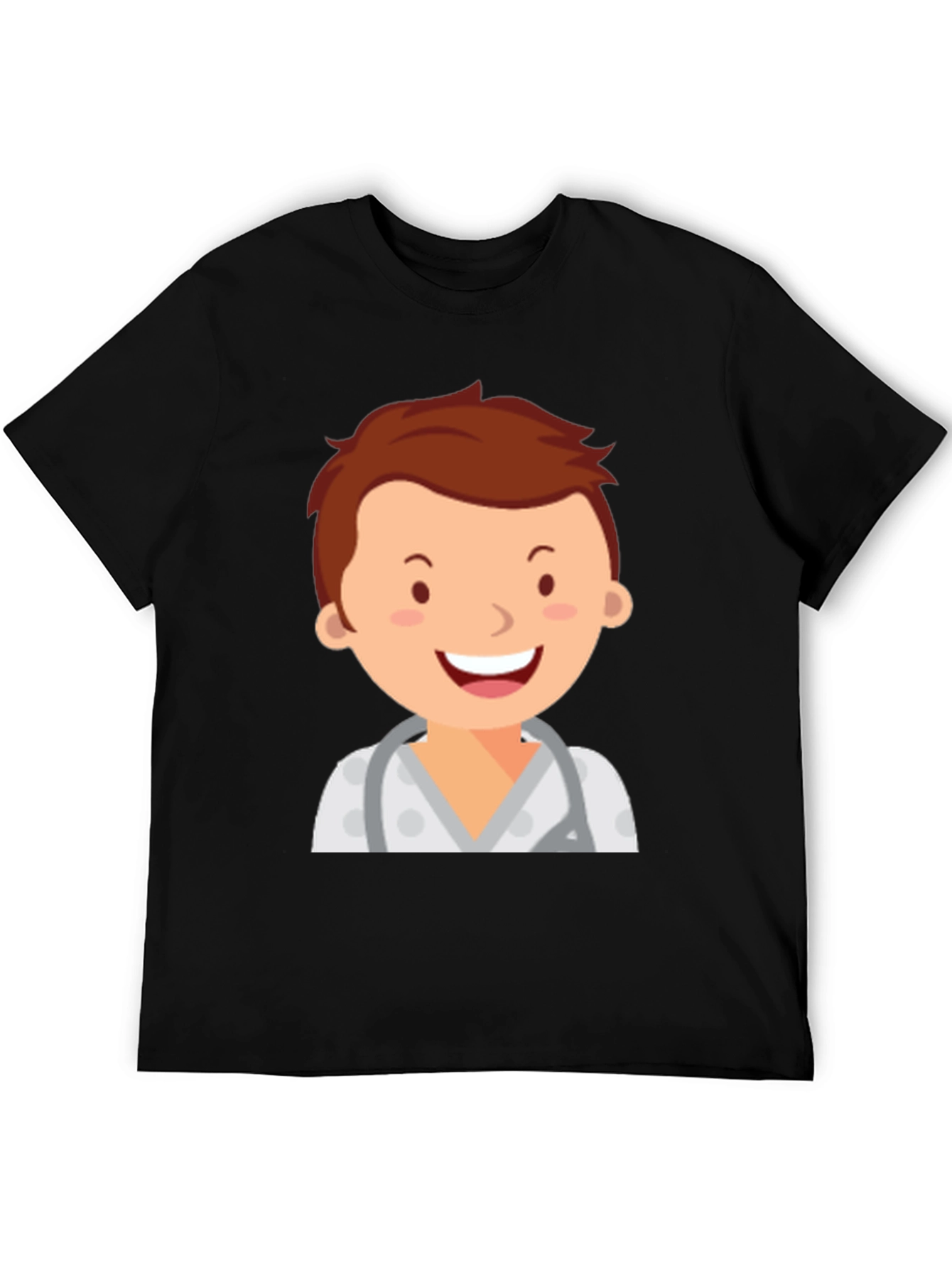 Black Cartoon Doctor Graphic T-Shirt - Black view 5