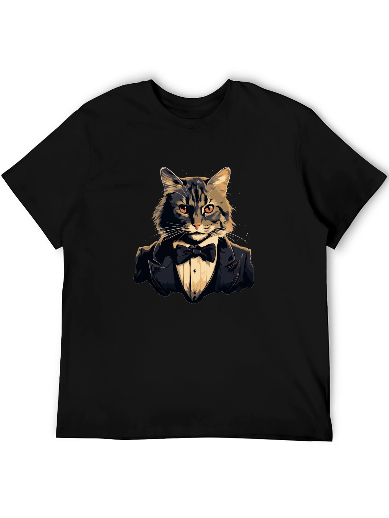 Black Dapper Cat Tuxedo T-Shirt - Cool Feline Formal Wear Tee view 5
