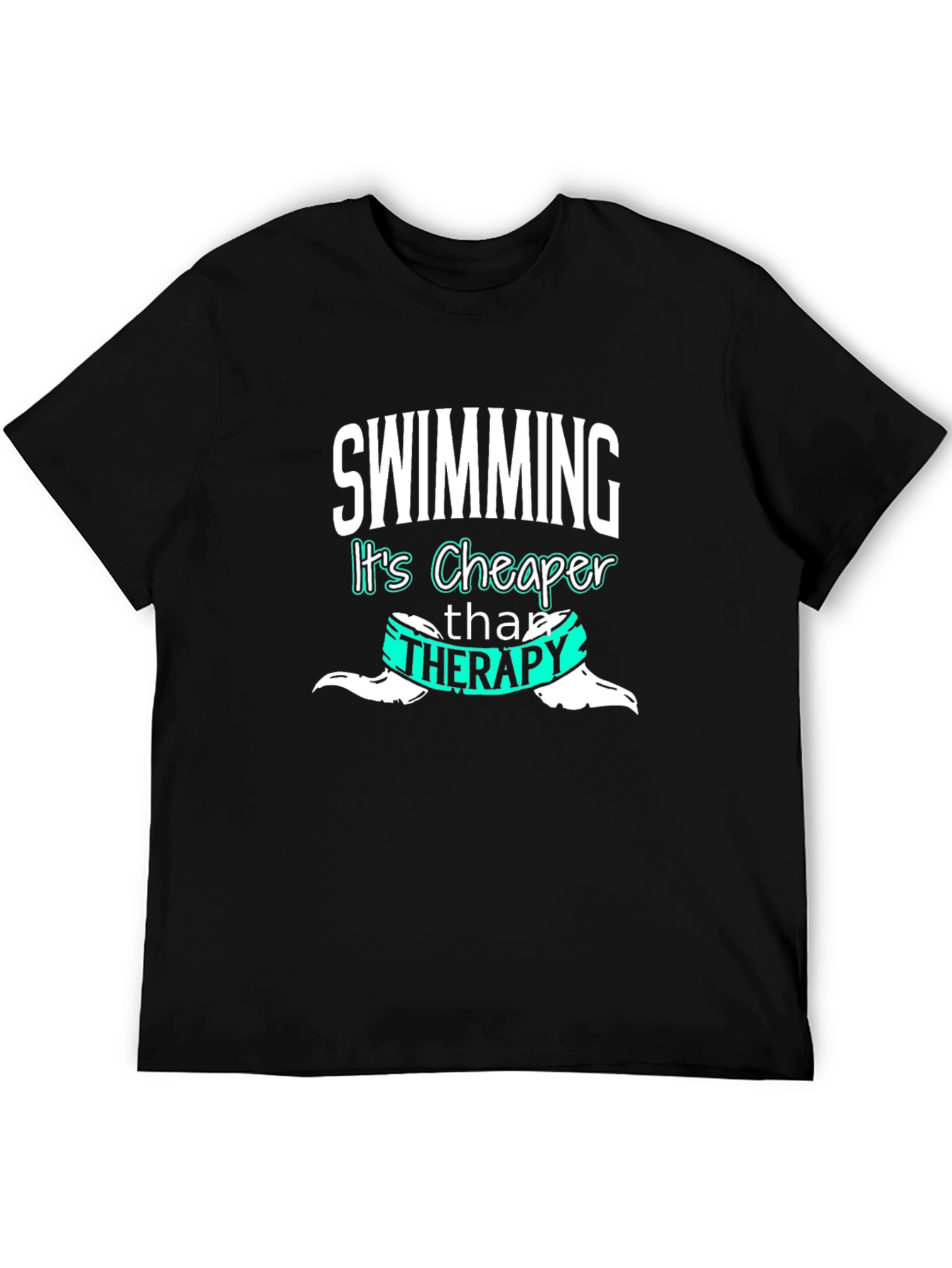 Black Swimming Cheaper Than Therapy Graphic Tee view 5