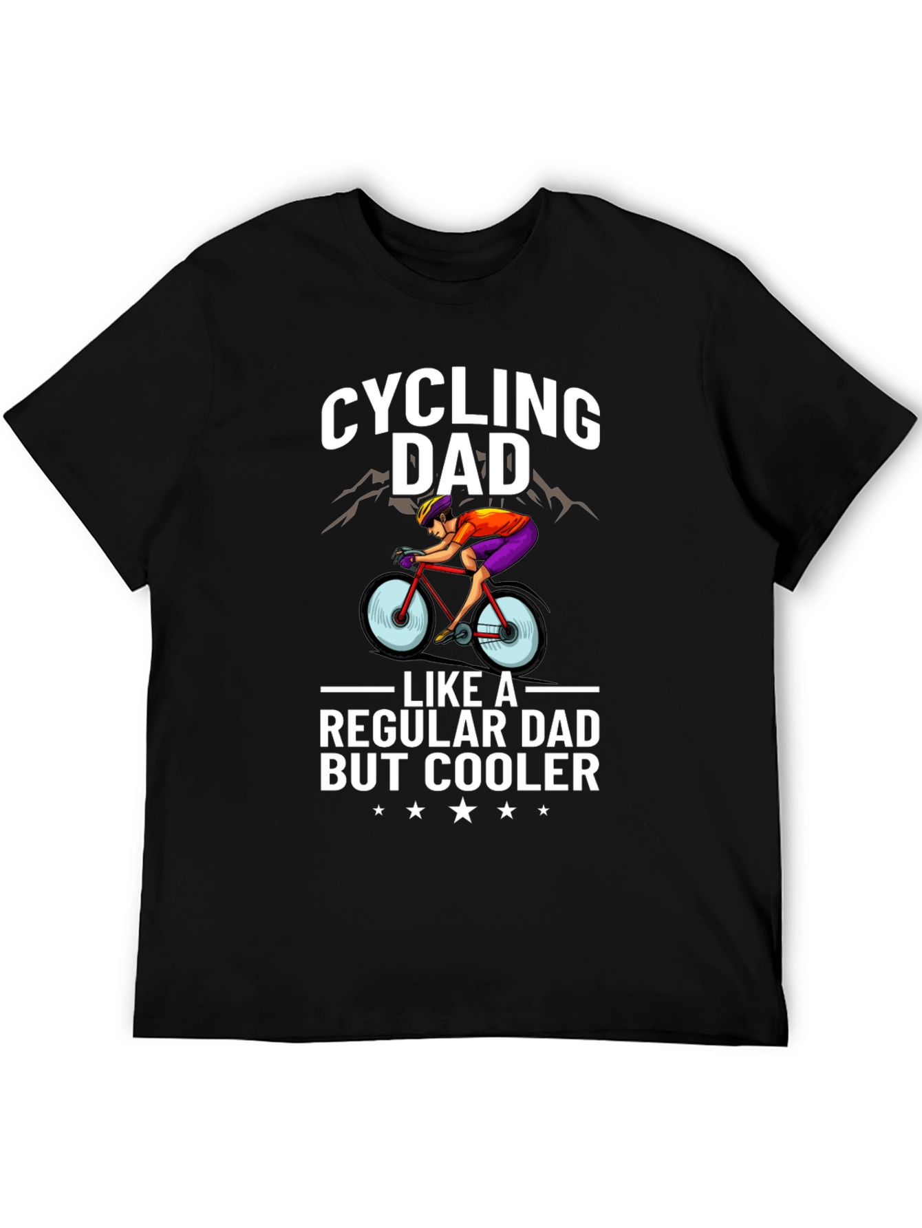 Black Cycling Dad T-Shirt - Cool Dad Style! view 5