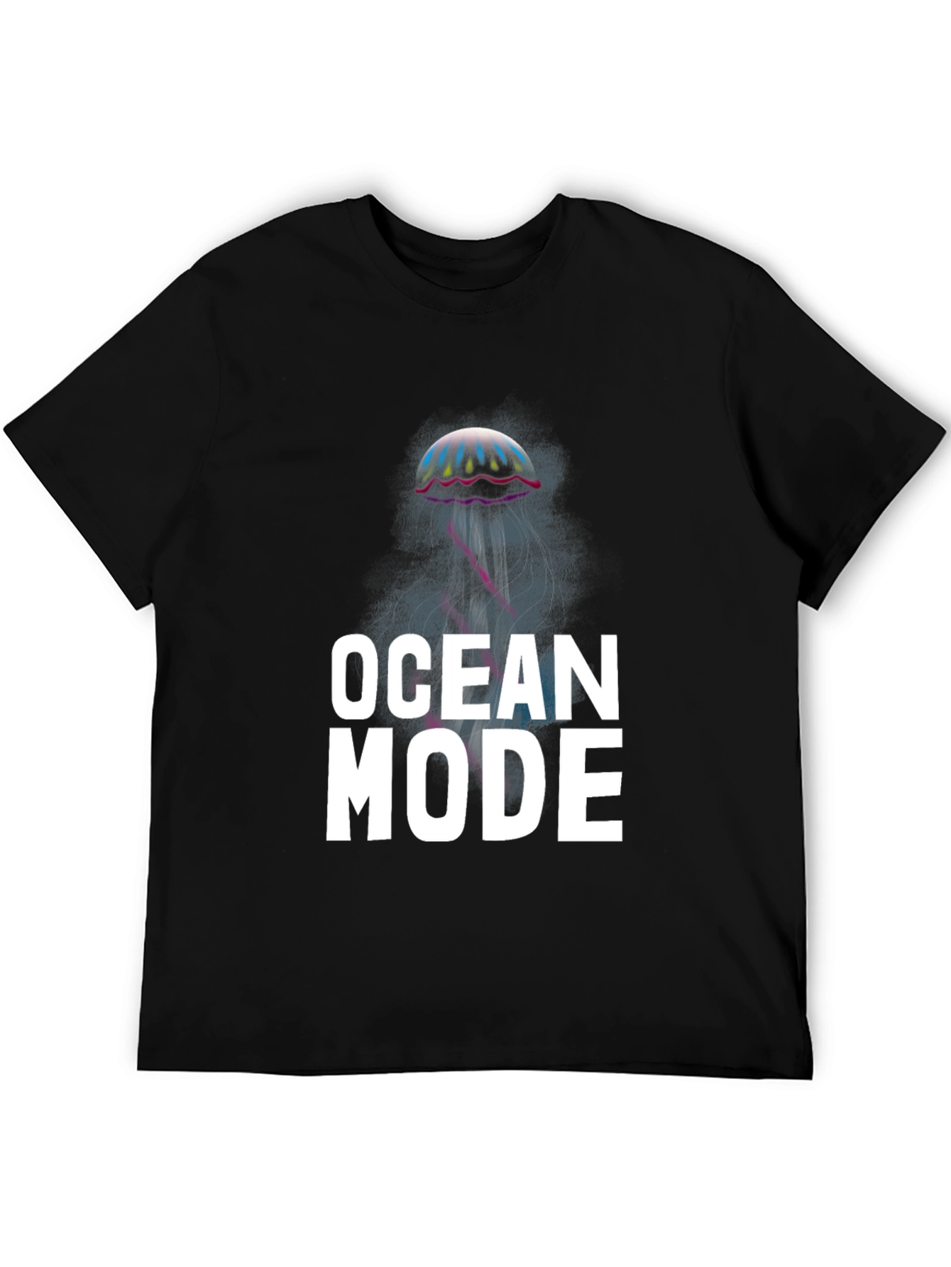 Black Ocean Mode Graphic Tee - Unique Jellyfish Design view 5