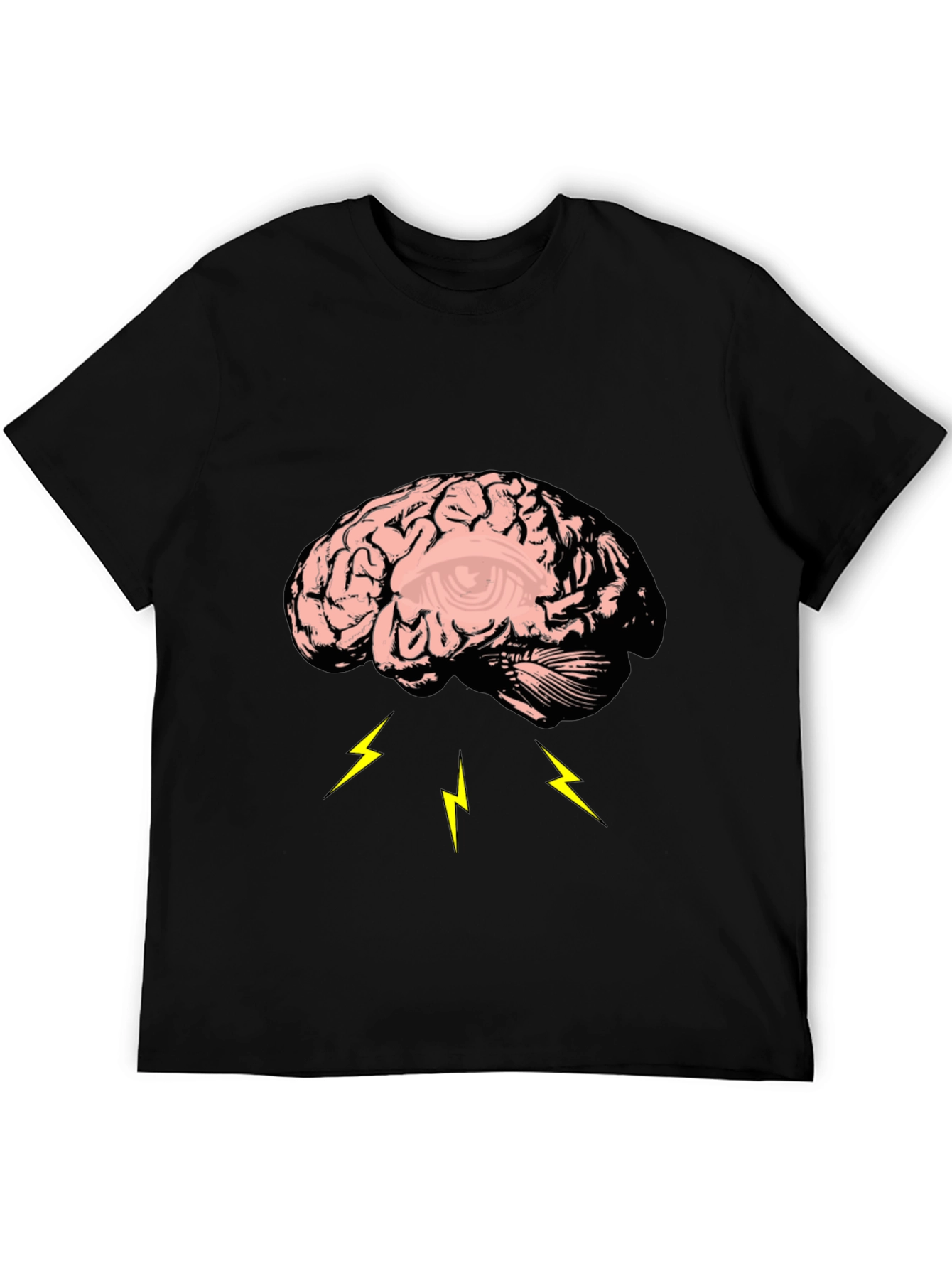 Brain Lightning Graphic Tee - Black Cotton T-Shirt - 5