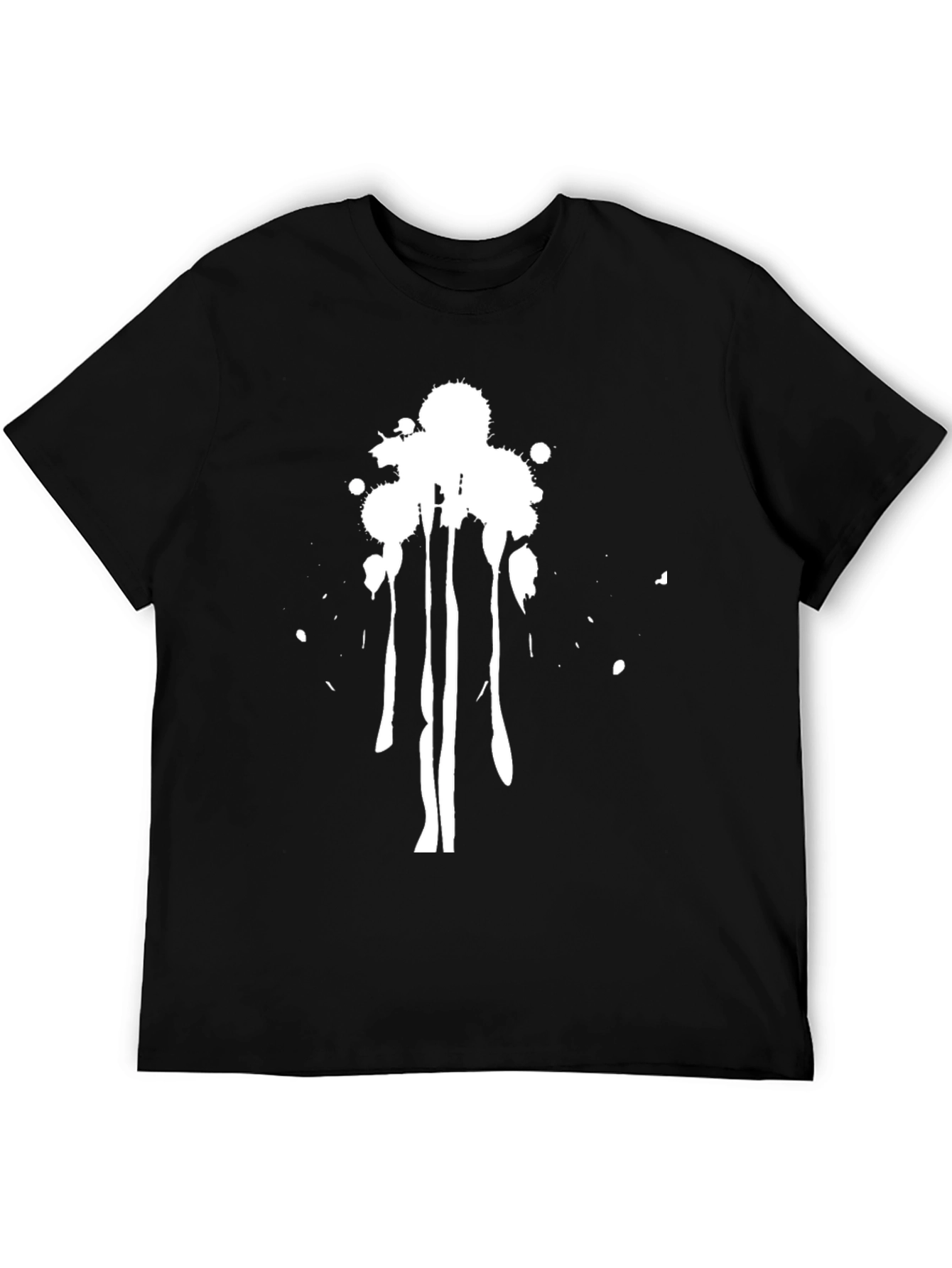 Black Abstract Splatter Graphic Tee - Men's Black T-Shirt view 5
