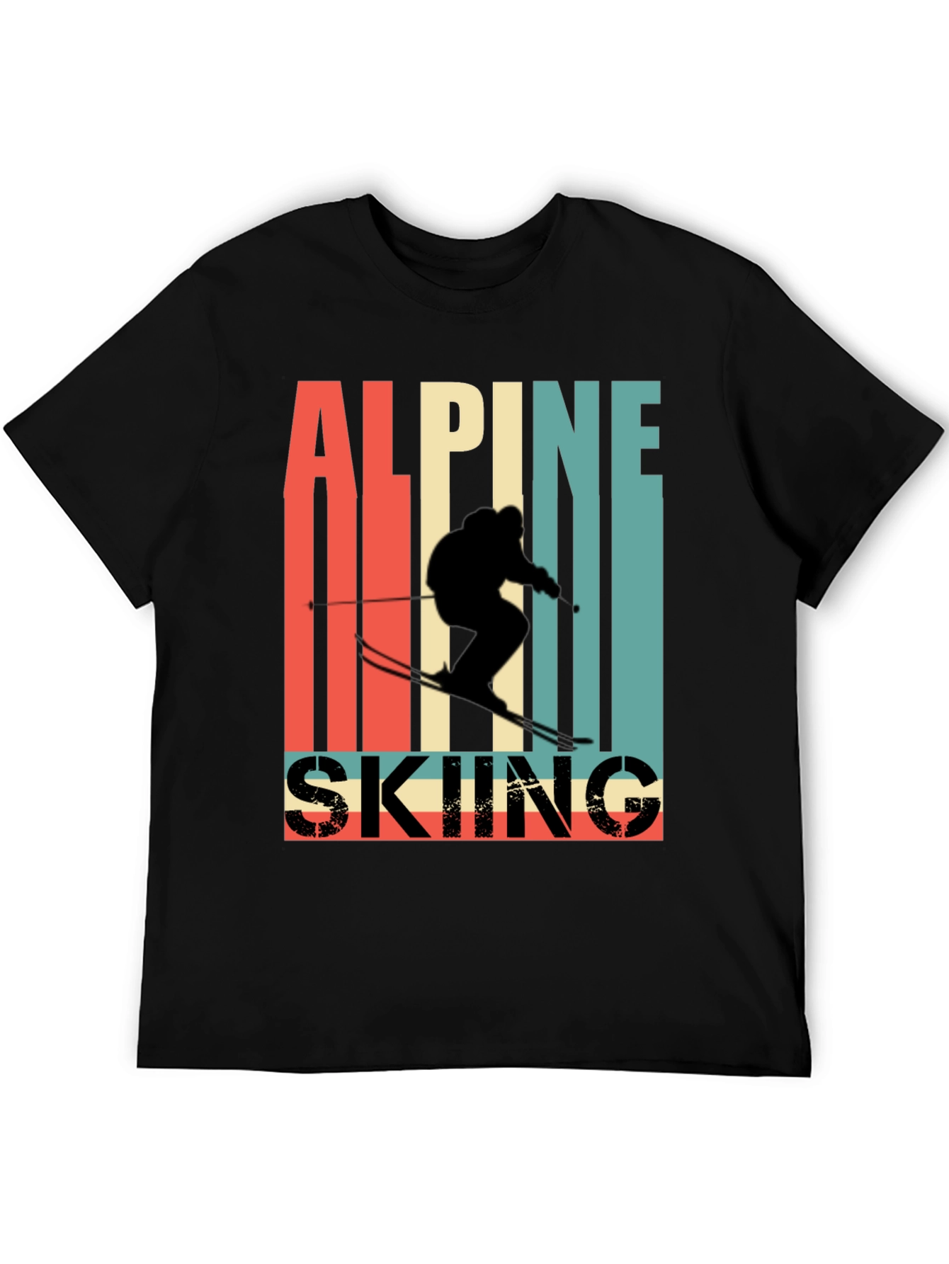 Black Alpine Skiing Retro T-Shirt view 5