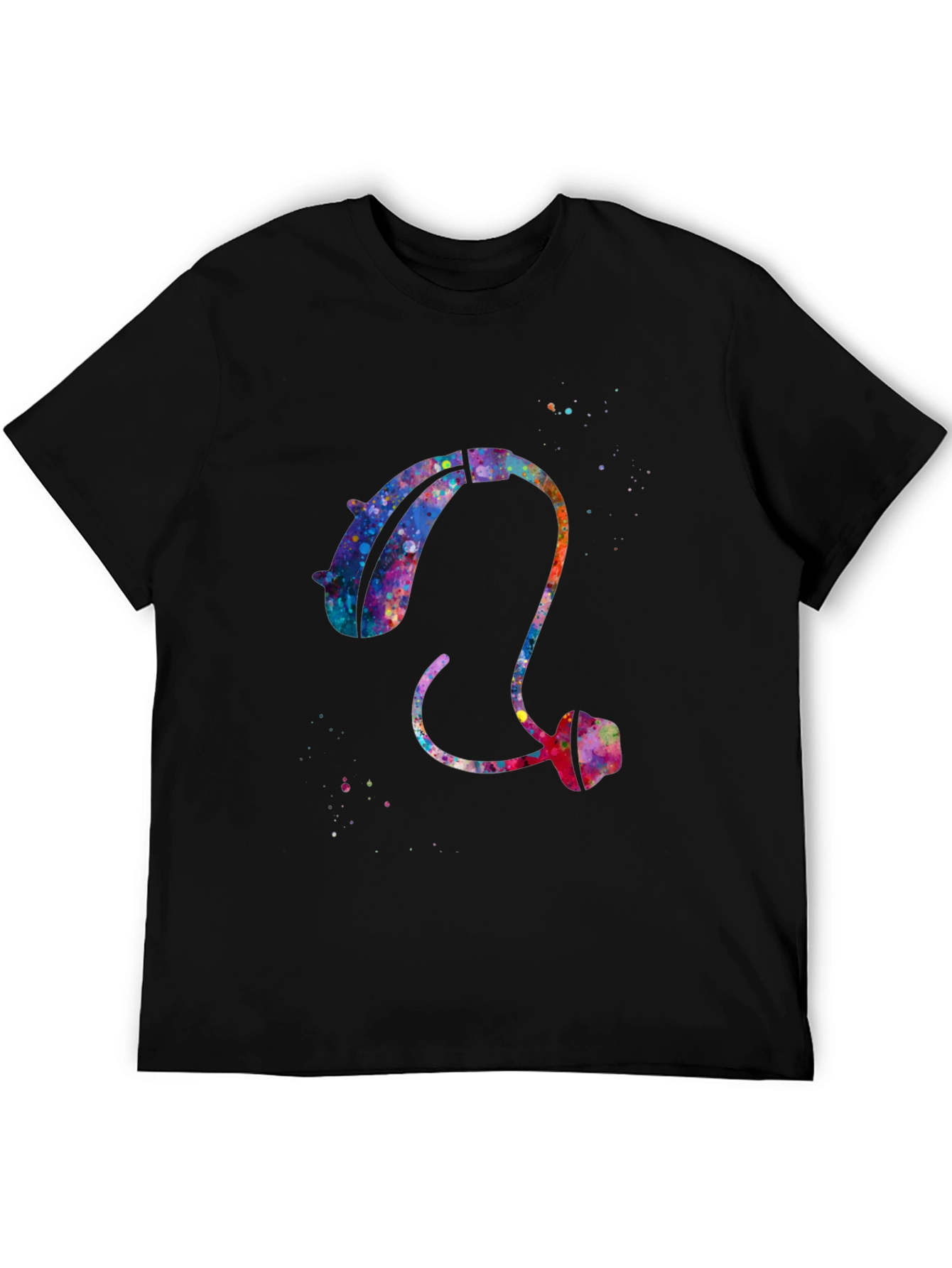 Black Watercolor Hearing Aid Tee - Black view 5
