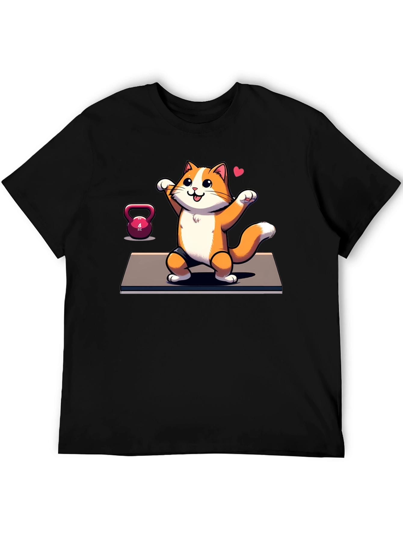 Black Funny Cat Gym T-Shirt view 5