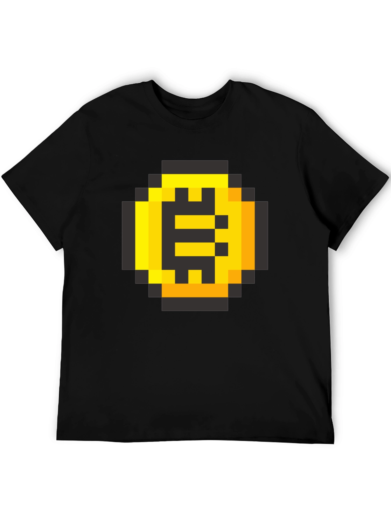 Black Pixel Gold Coin Black Tee - Retro Gaming Shirt view 5