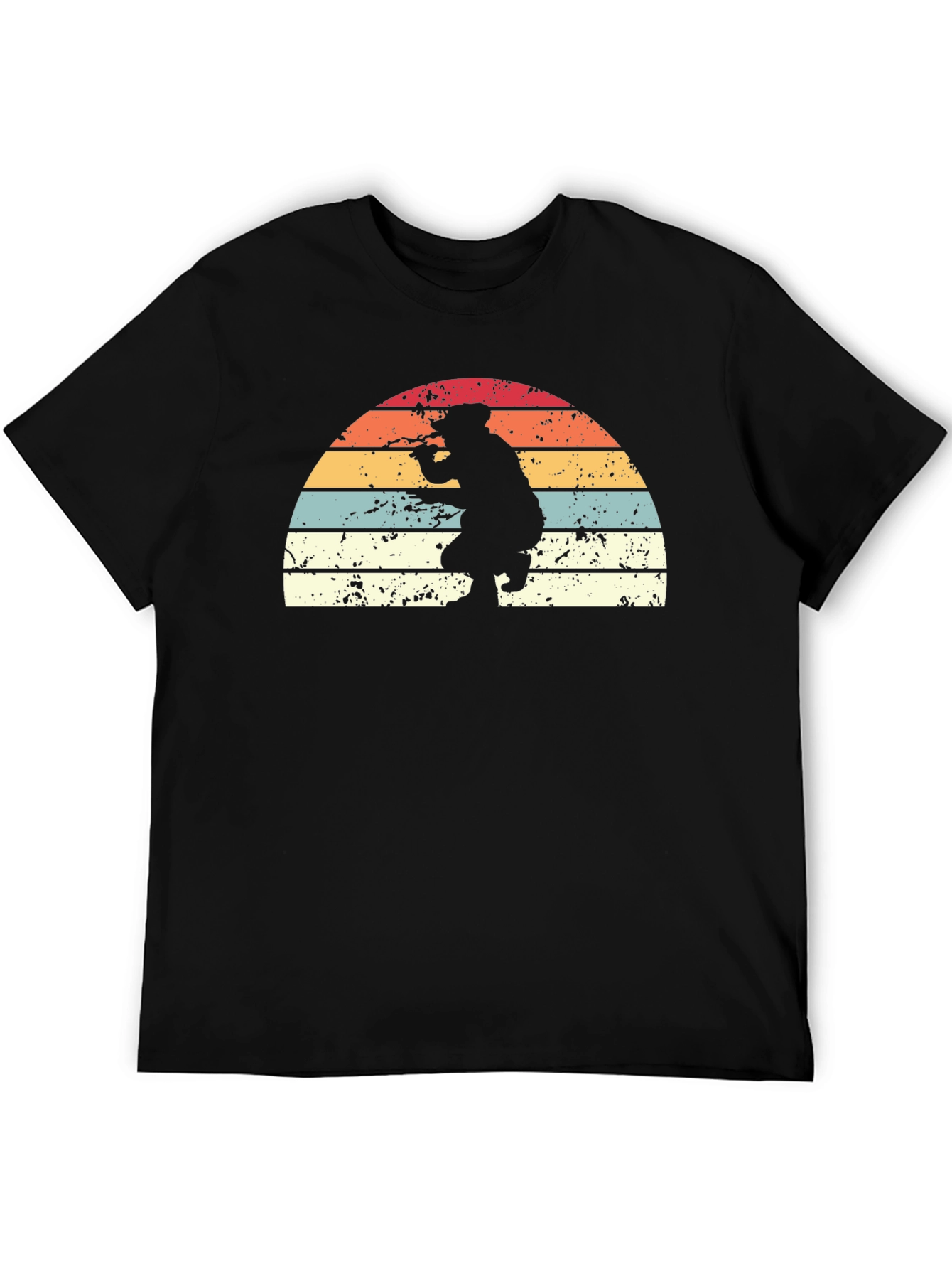 Black Retro Sunset Silhouette Graphic Tee - Black view 5