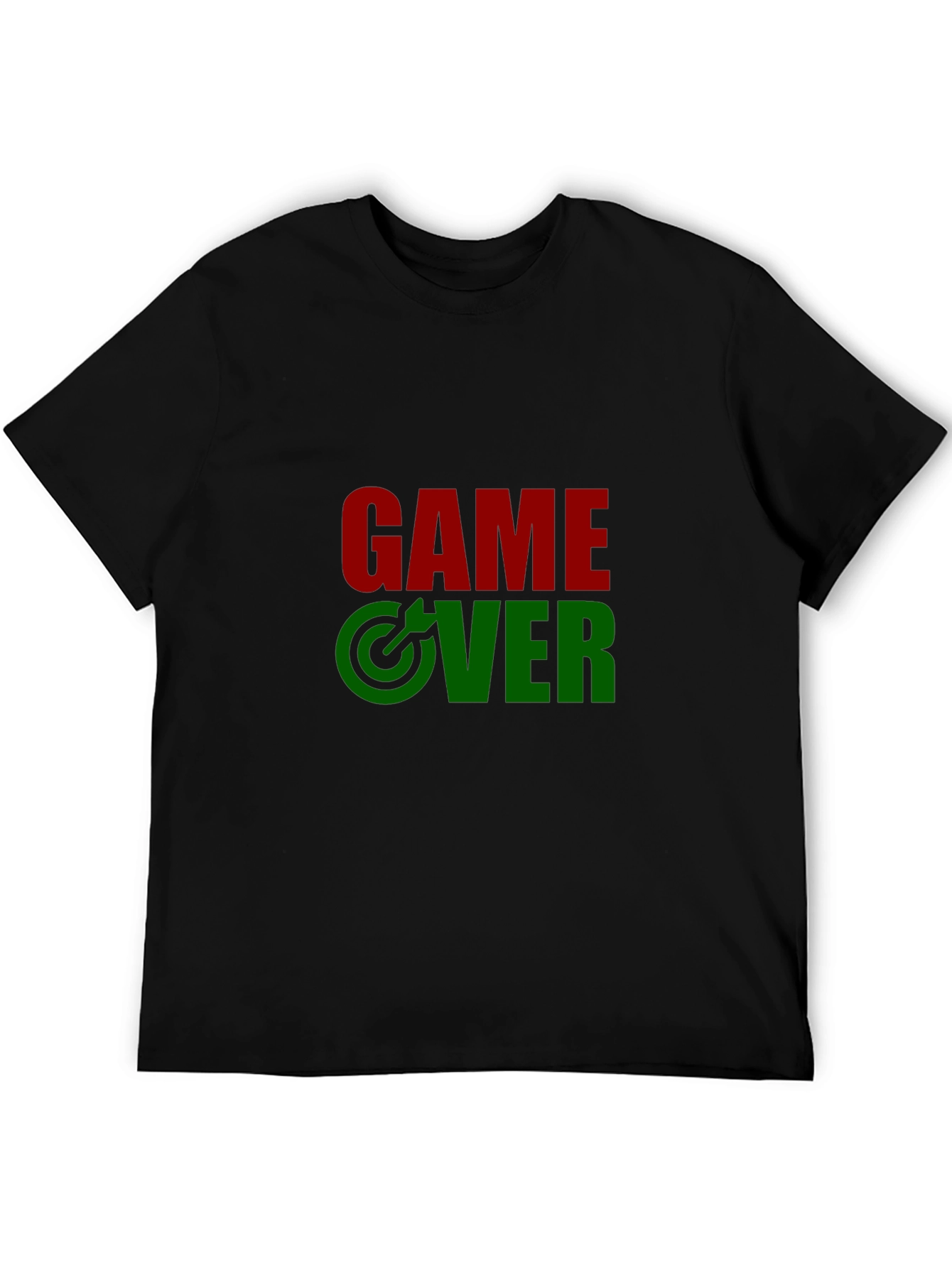 Black Game Over Graphic Print Crew Neck T-Shirt view 5