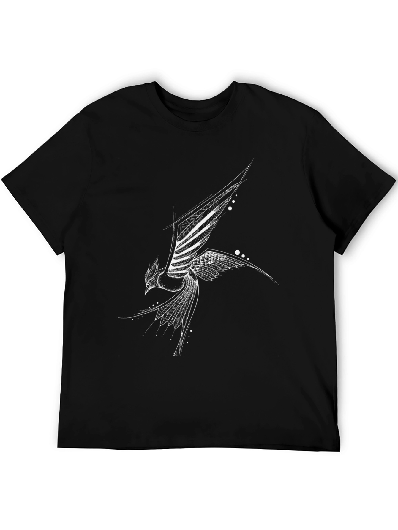 Black Abstract Bird Black T-Shirt view 5