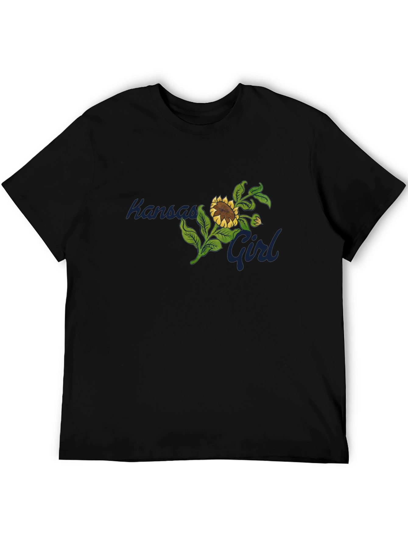 Black Kansas Girl Sunflower Graphic Black T-Shirt view 5