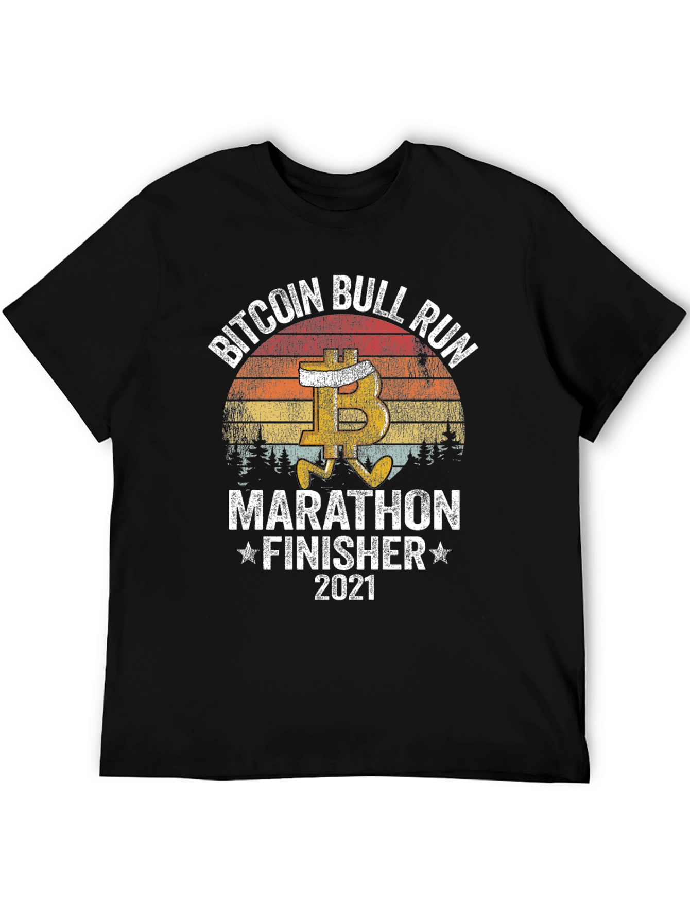 Black Bitcoin Bull Run Marathon Finisher 2021 Black T-Shirt view 5