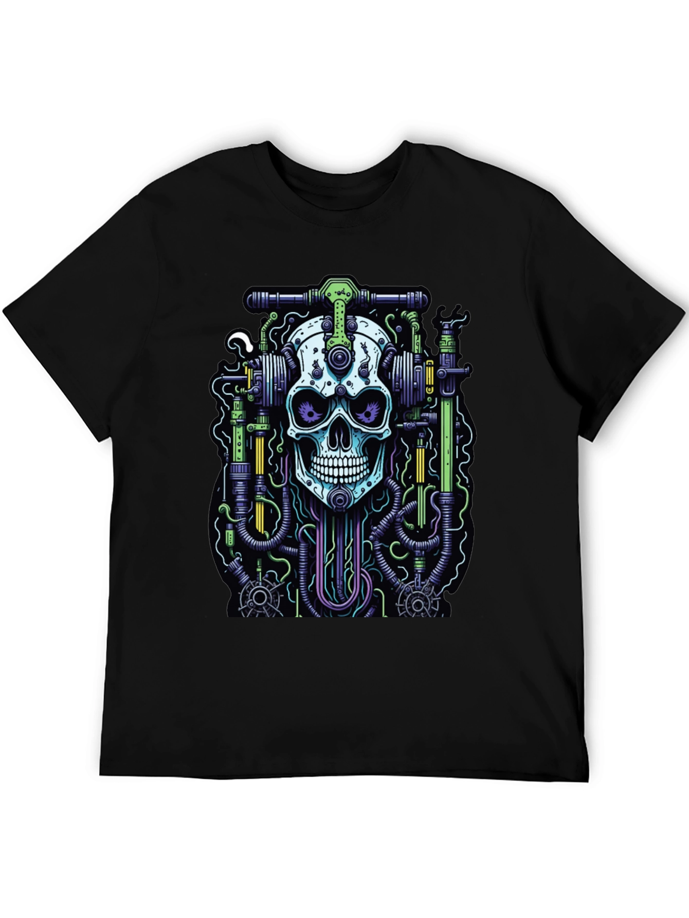 Black Skull Mechanic Graphic T-Shirt view 5