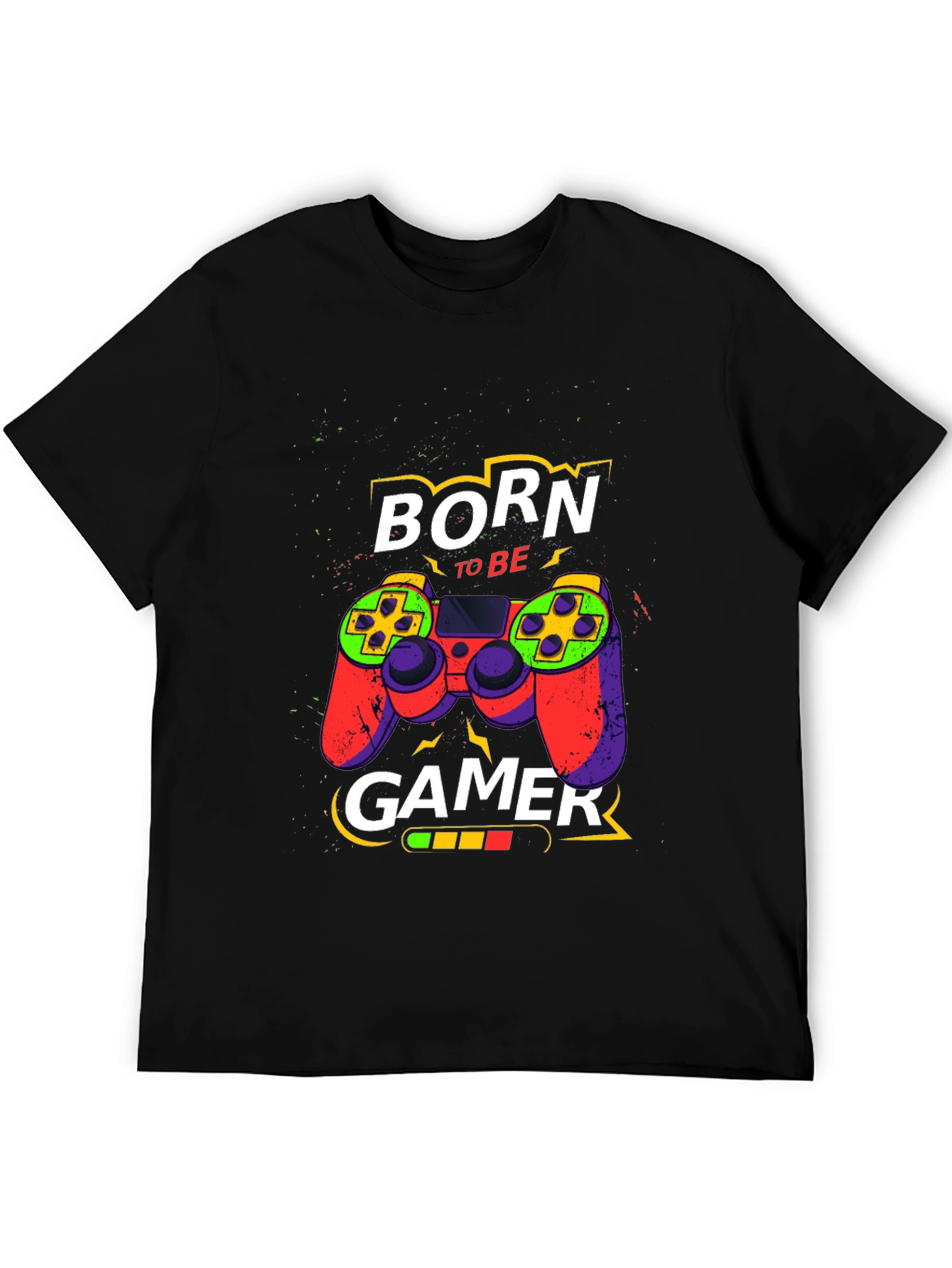 Black Born To Be Gamer Black T-Shirt view 5