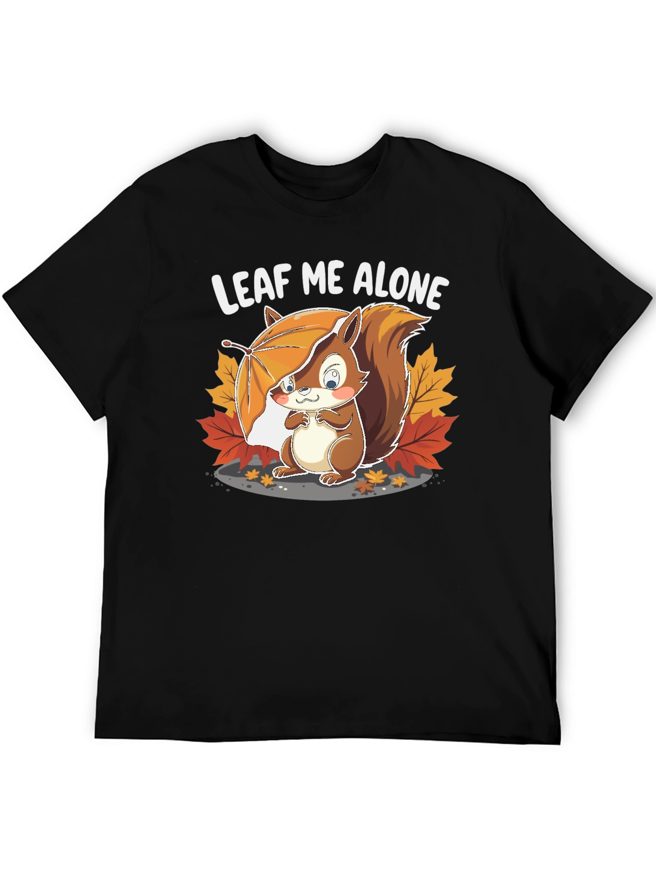Black Leaf Me Alone Squirrel Graphic Tee - Unisex view 5