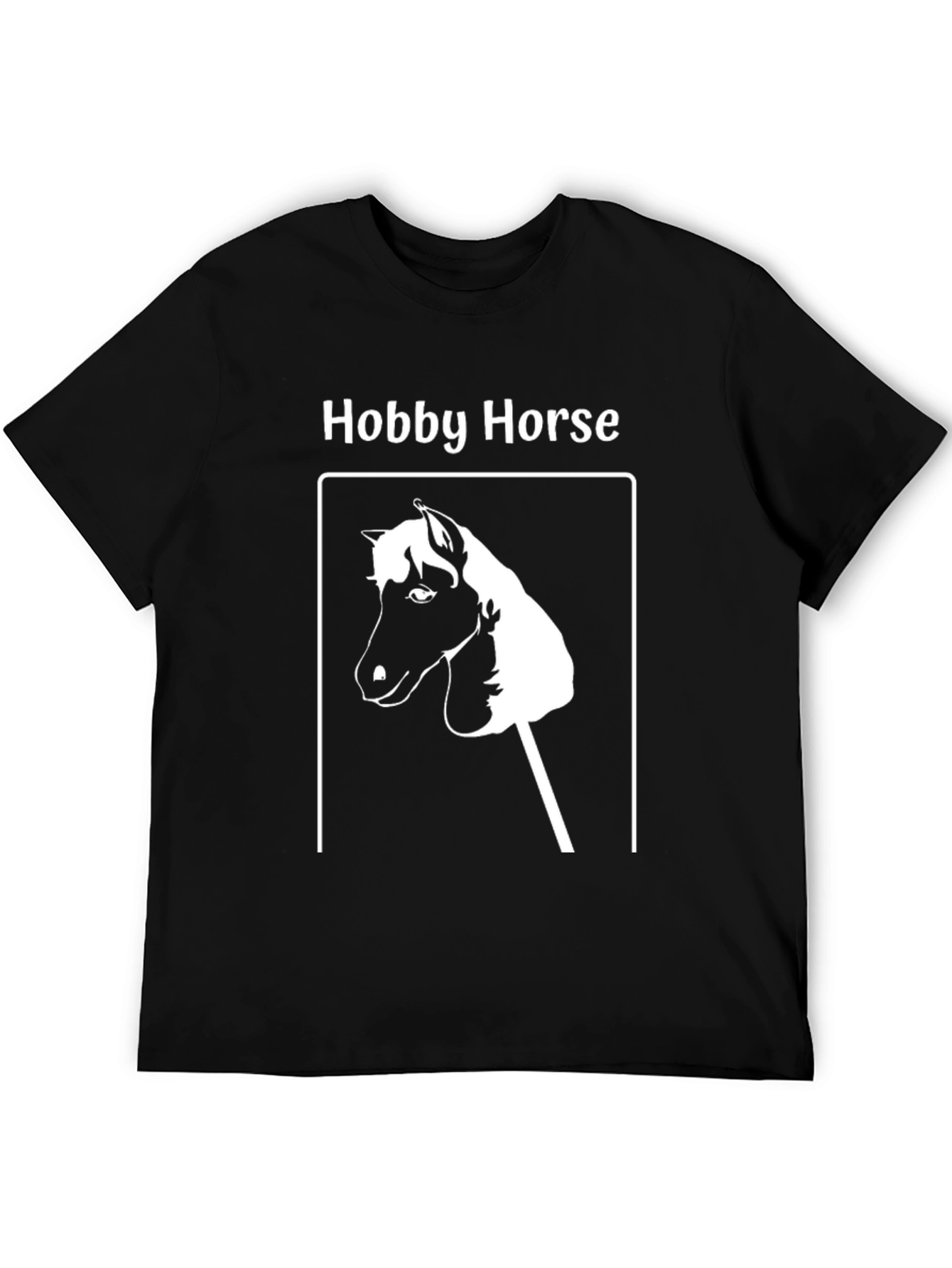 Black Hobby Horse Graphic Tee - Novelty Unisex T-Shirt view 5