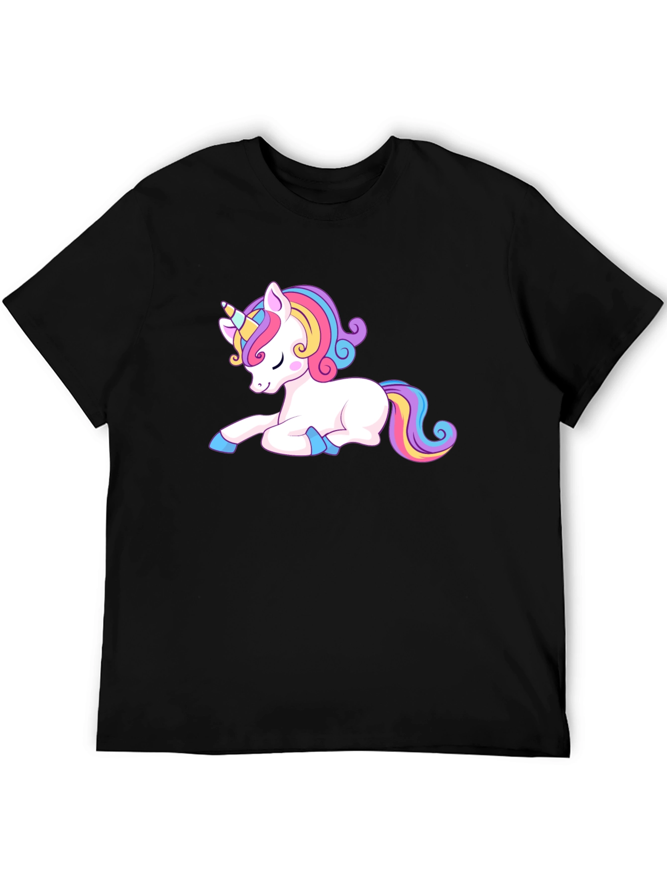 Black Cute Unicorn Graphic Tee - Black Casual Shirt view 5